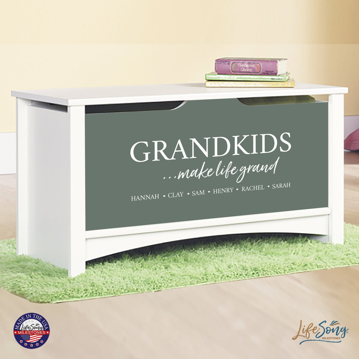 Personalized Room Organizer Toy Blanket Storage Chest Box - (GRANDPARENTS / FAMILY) - LifeSong Milestones
