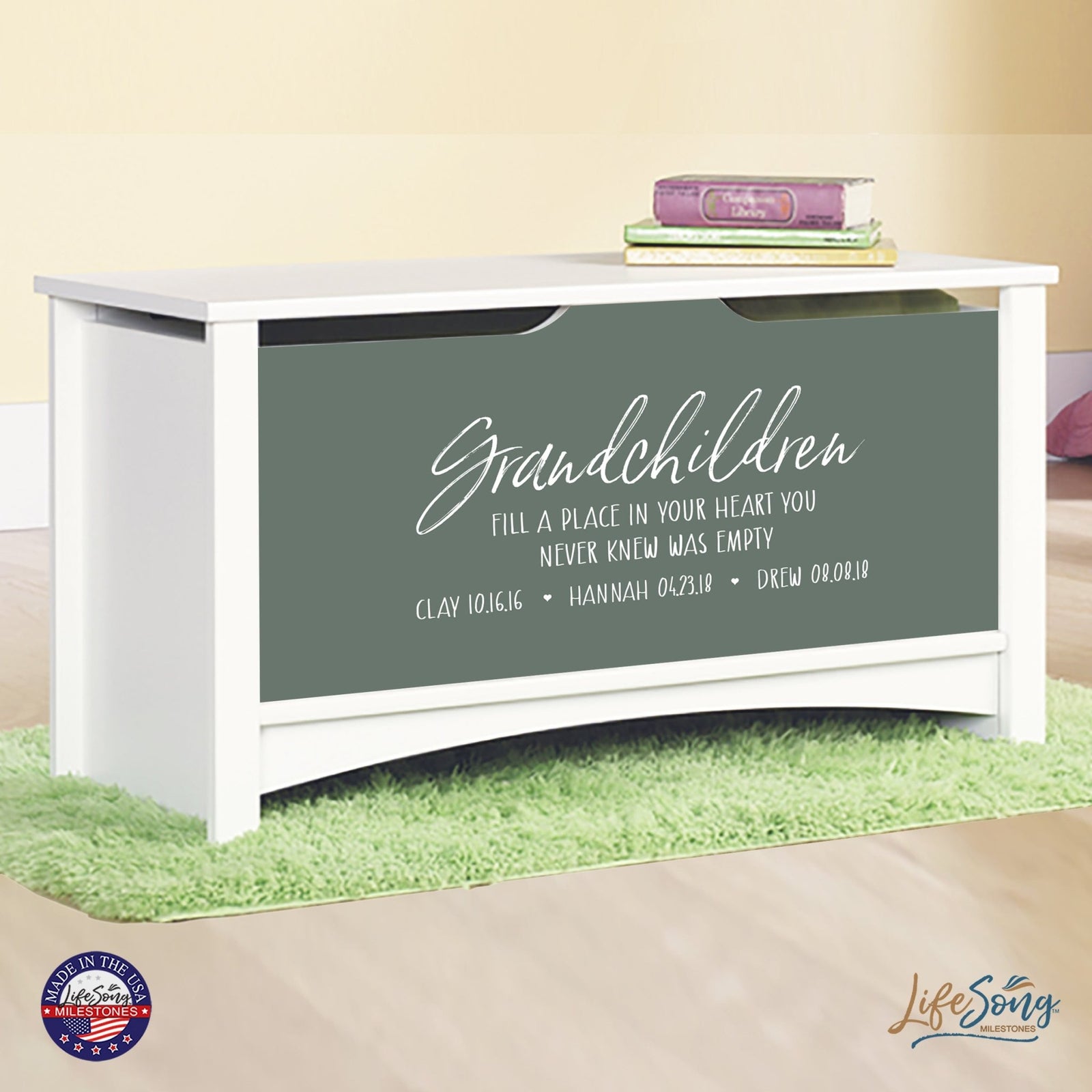 Personalized Room Organizer Toy Blanket Storage Chest Box - (GRANDPARENTS / FAMILY) - LifeSong Milestones