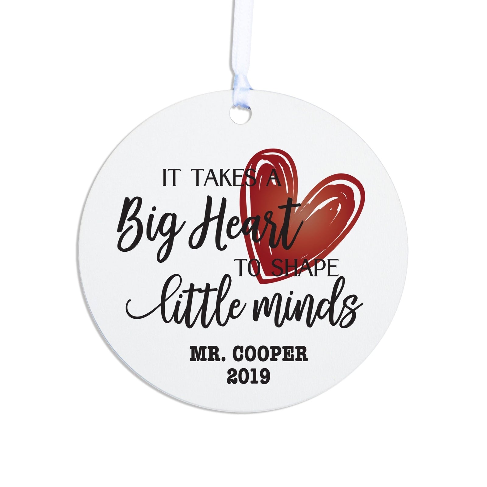 Personalized Round Christmas Ornament For Teachers Big Heart - LifeSong Milestones