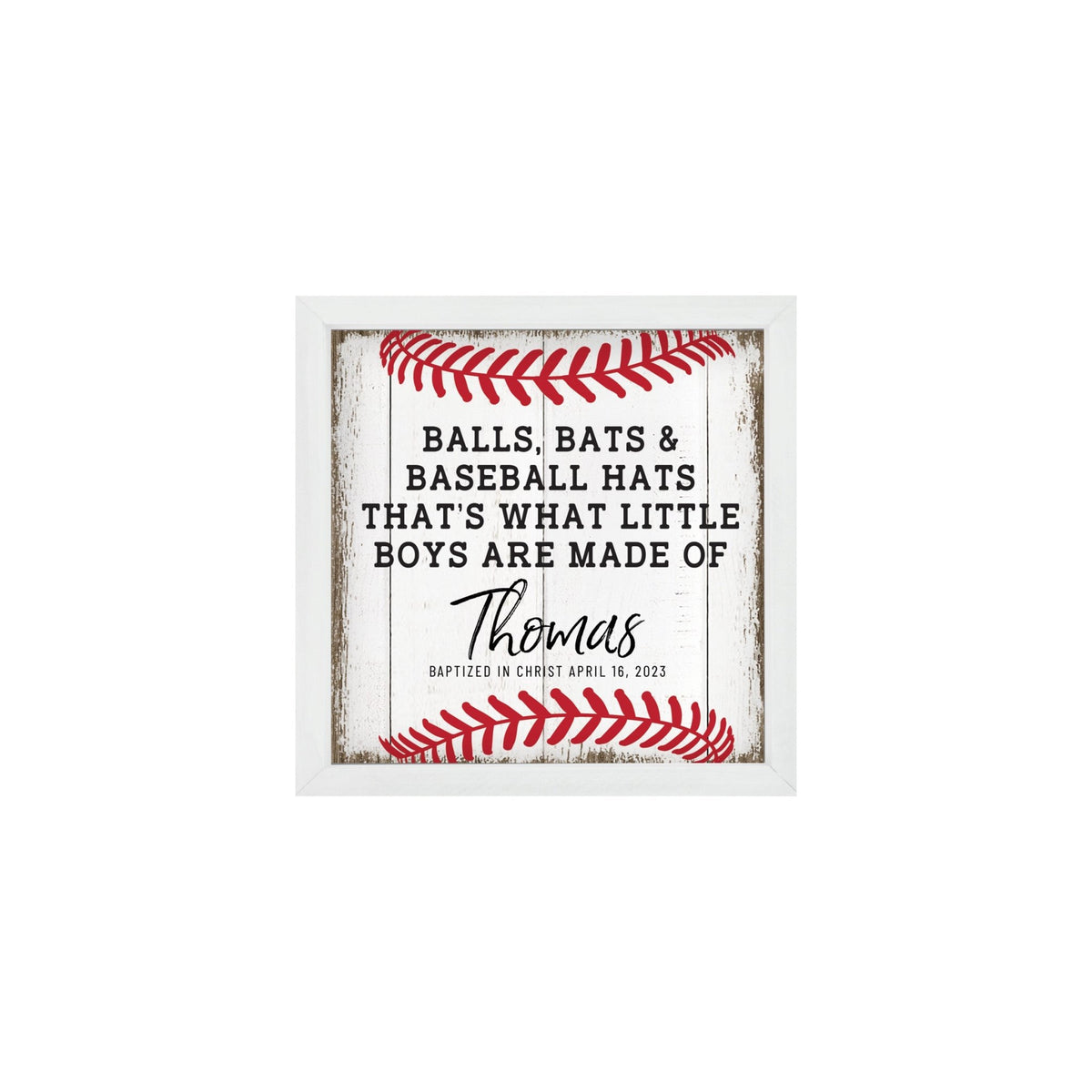 Personalized Rustic Wooden Baseball Shadow Box Shelf Décor With Inspiring Bible Verses - Balls, Bats, & Baseball Hats - LifeSong Milestones