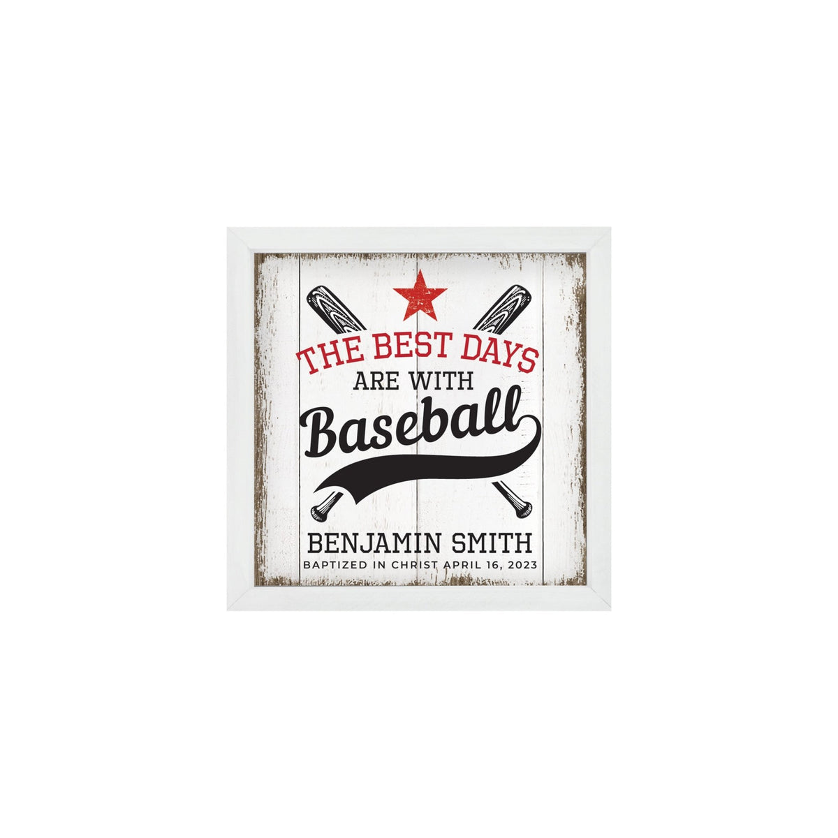 Personalized Rustic Wooden Baseball Shadow Box Shelf Décor With Inspiring Bible Verses - Balls, Bats, & Baseball Hats - LifeSong Milestones
