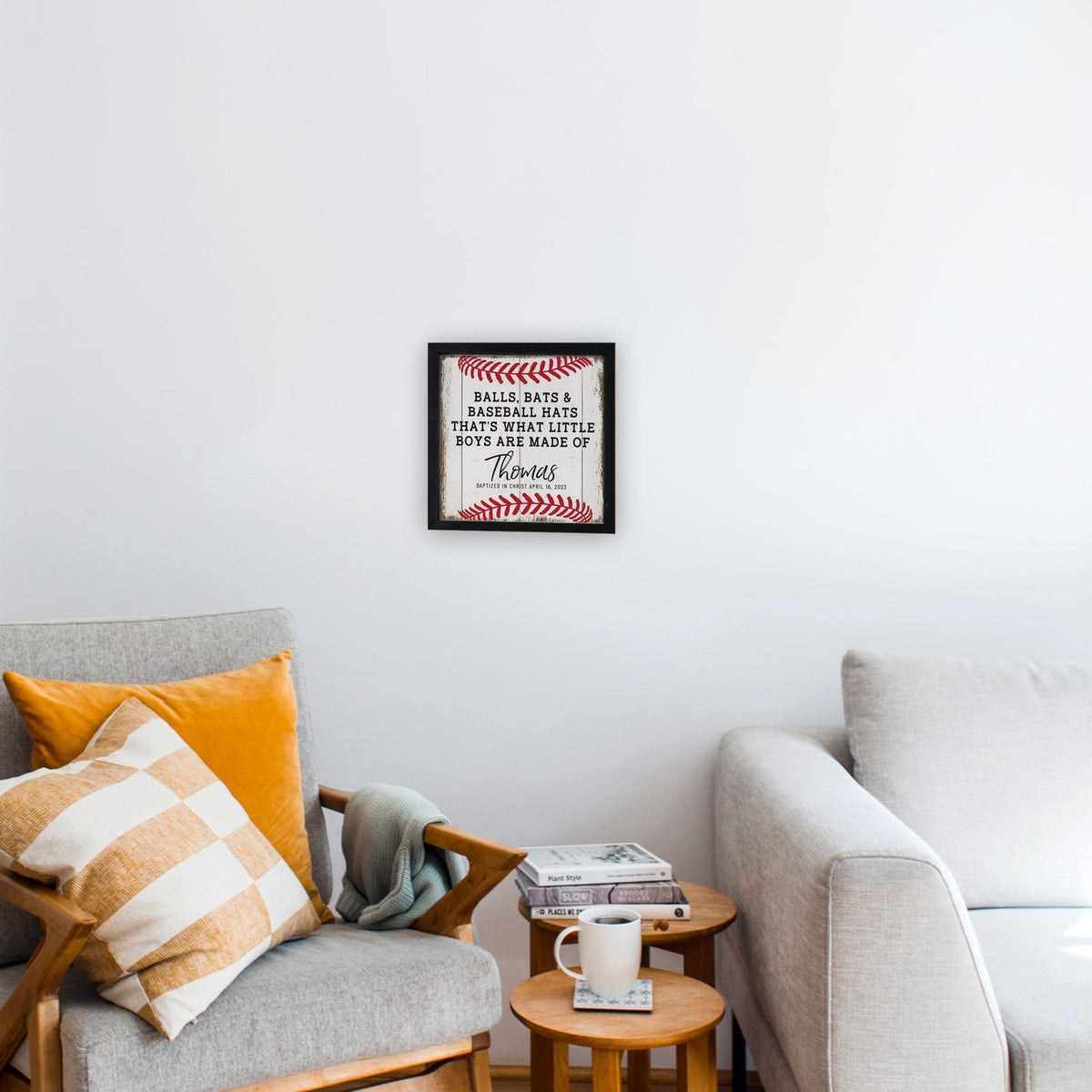 Personalized Rustic Wooden Baseball Shadow Box Shelf Décor With Inspiring Bible Verses - Balls, Bats, & Baseball Hats - LifeSong Milestones