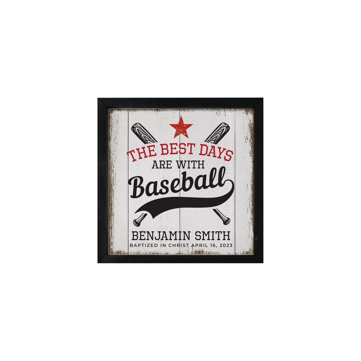 Personalized Rustic Wooden Baseball Shadow Box Shelf Décor With Inspiring Bible Verses - Balls, Bats, &amp; Baseball Hats - LifeSong Milestones