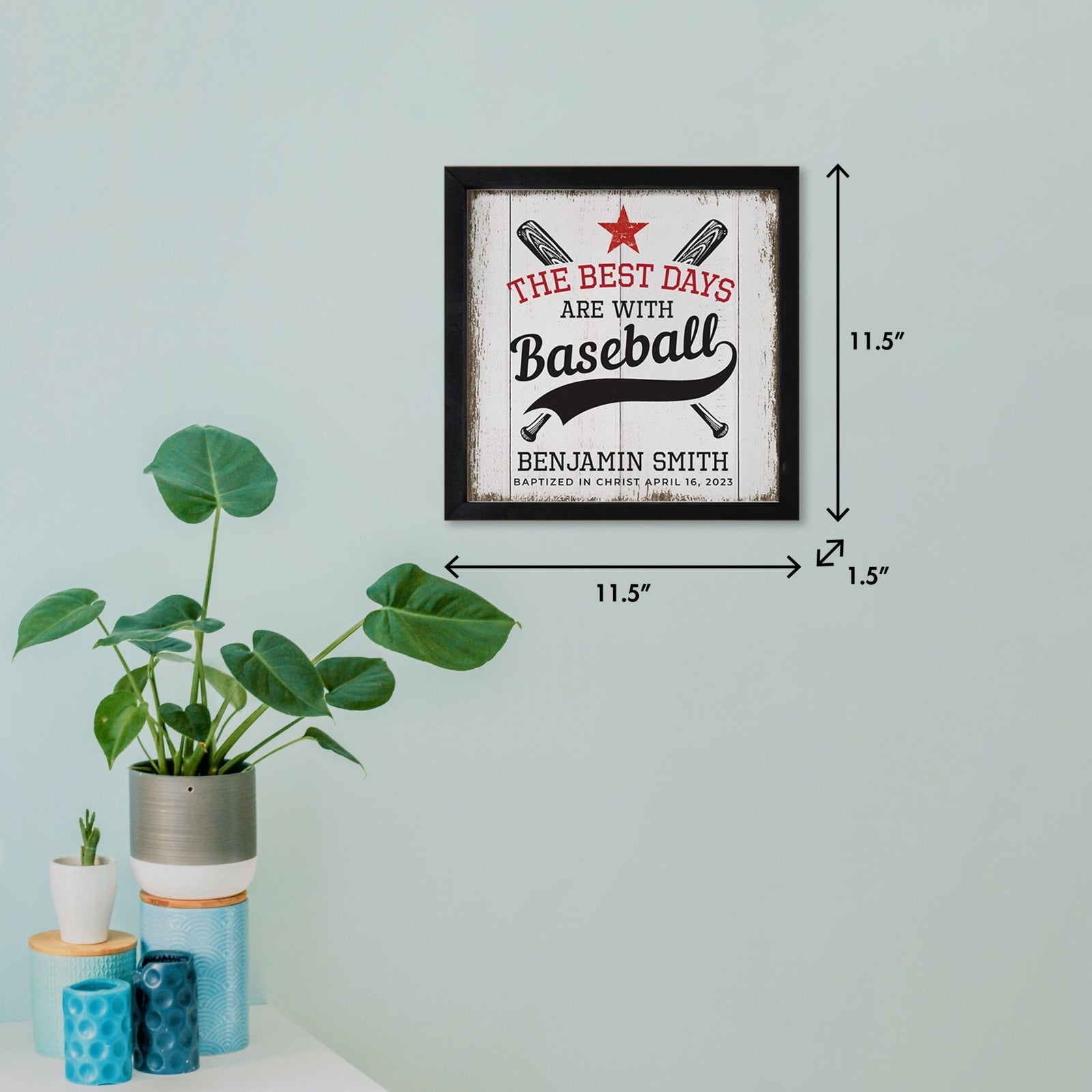 Personalized Rustic Wooden Baseball Shadow Box Shelf Décor With Inspiring Bible Verses - Balls, Bats, & Baseball Hats - LifeSong Milestones