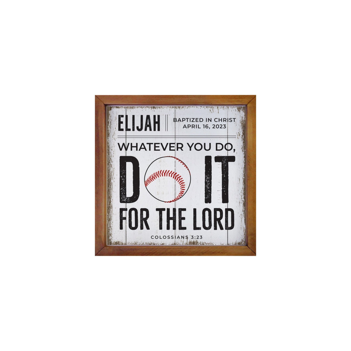Personalized Rustic Wooden Baseball Shadow Box Shelf Décor With Inspiring Bible Verses - Do It - LifeSong Milestones