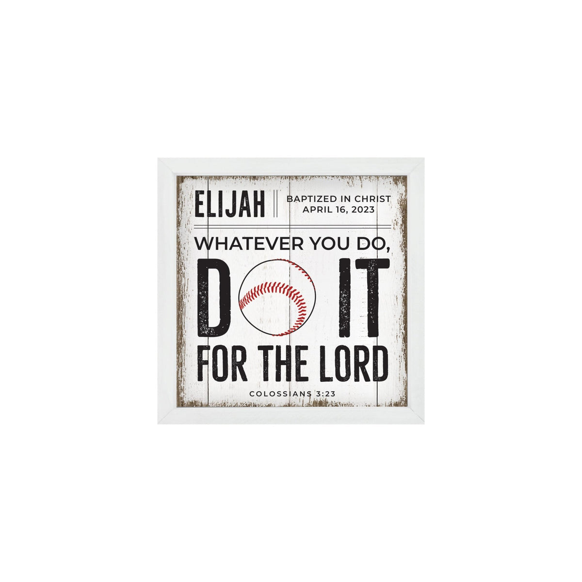 Personalized Rustic Wooden Baseball Shadow Box Shelf Décor With Inspiring Bible Verses - Do It - LifeSong Milestones