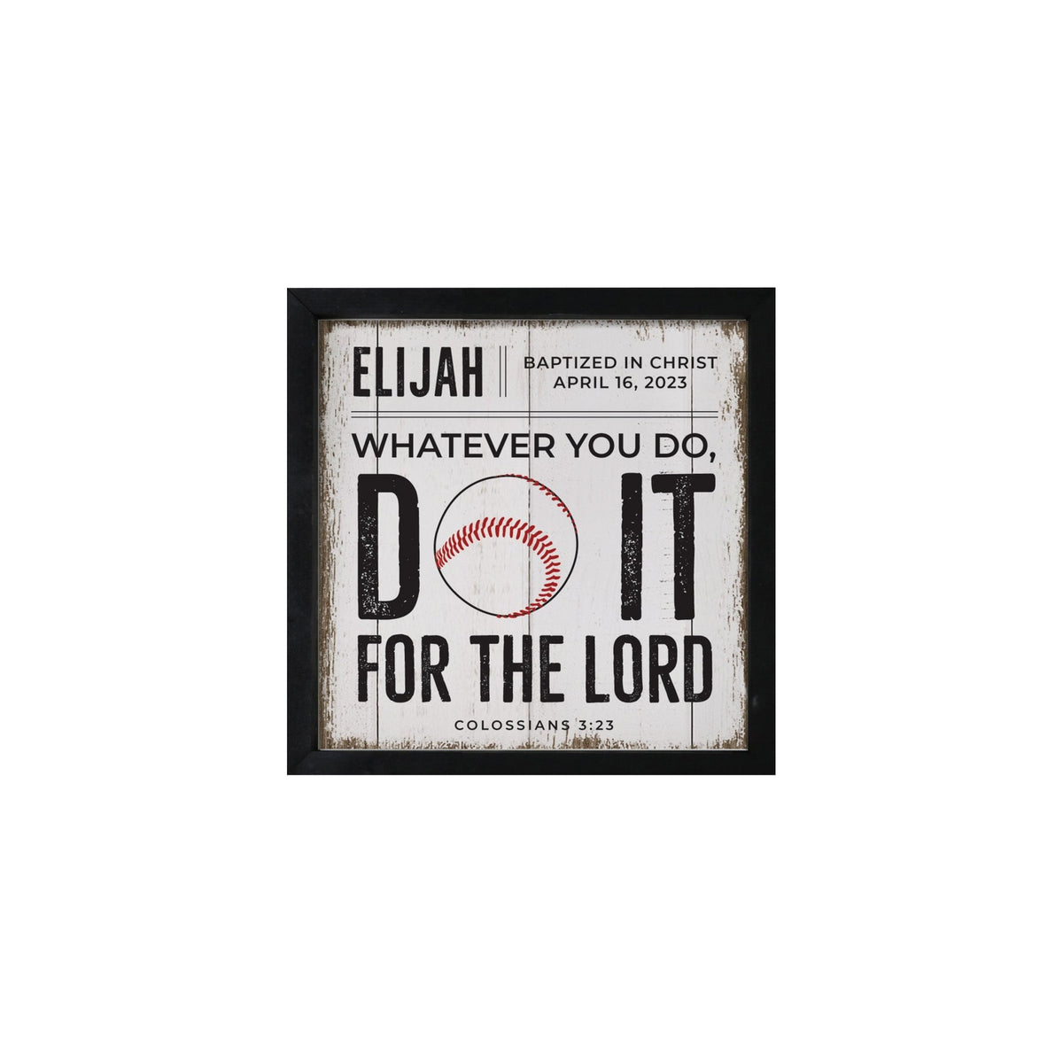 Personalized Rustic Wooden Baseball Shadow Box Shelf Décor With Inspiring Bible Verses - Do It - LifeSong Milestones