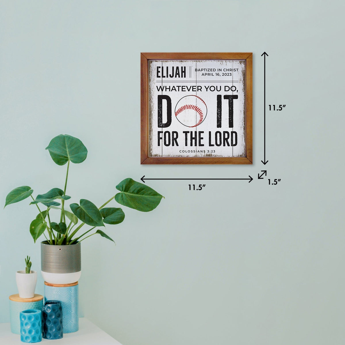 Personalized Rustic Wooden Baseball Shadow Box Shelf Décor With Inspiring Bible Verses - Do It - LifeSong Milestones