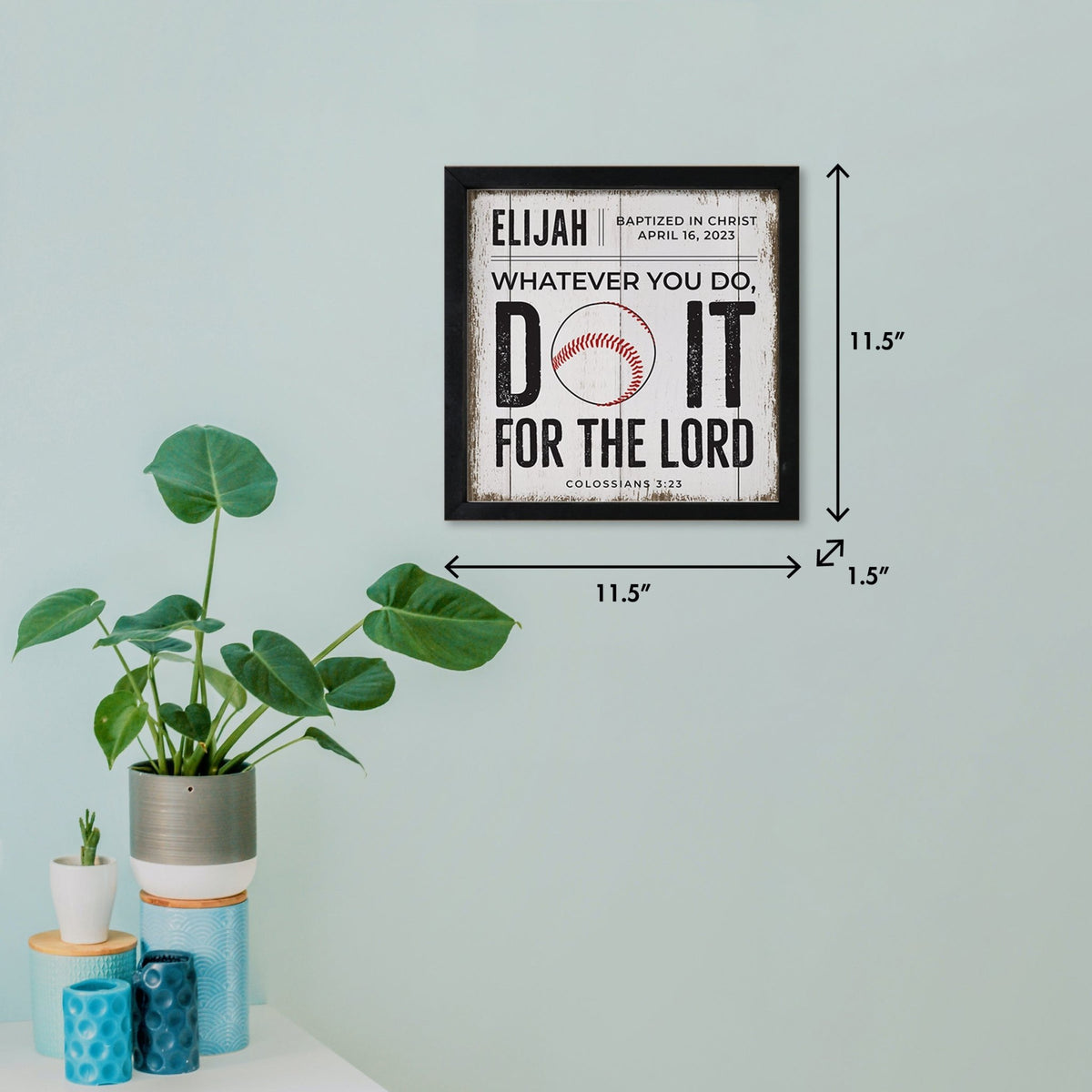 Personalized Rustic Wooden Baseball Shadow Box Shelf Décor With Inspiring Bible Verses - Do It - LifeSong Milestones