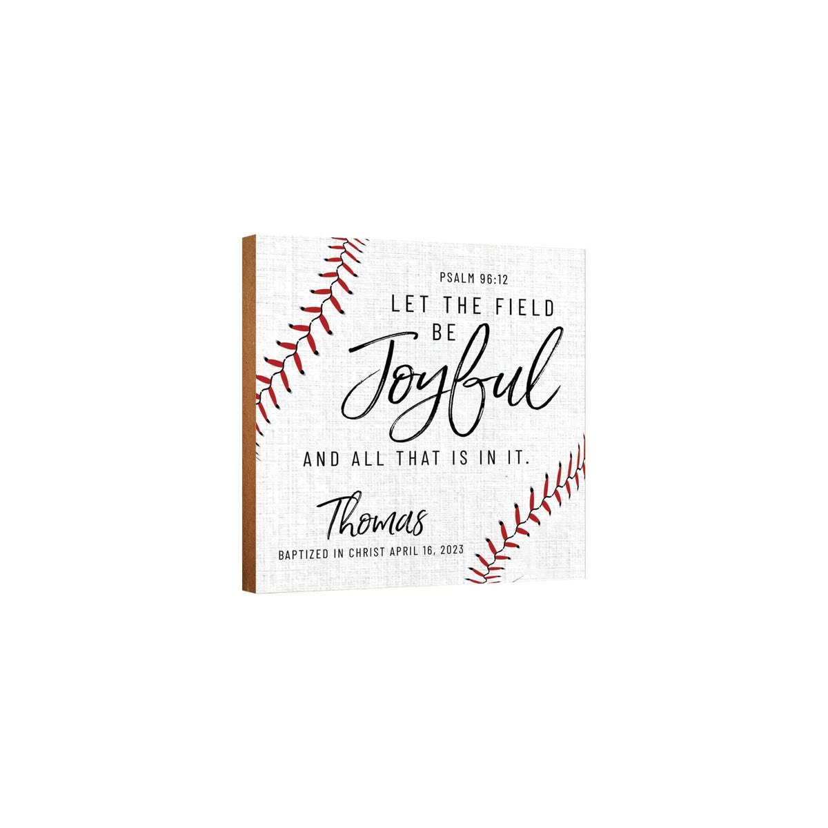 Personalized Rustic Wooden Baseball Shadow Box Shelf Décor With Inspiring Bible Verses - Let The Field - LifeSong Milestones