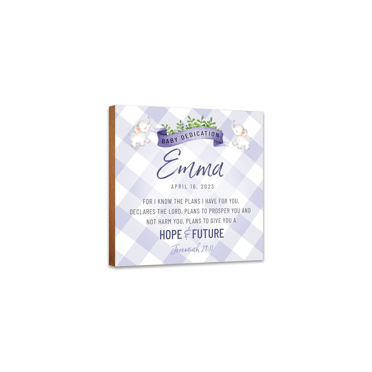 Personalized Shelf Décor and Tabletop Signs for Baby Dedication - LifeSong Milestones