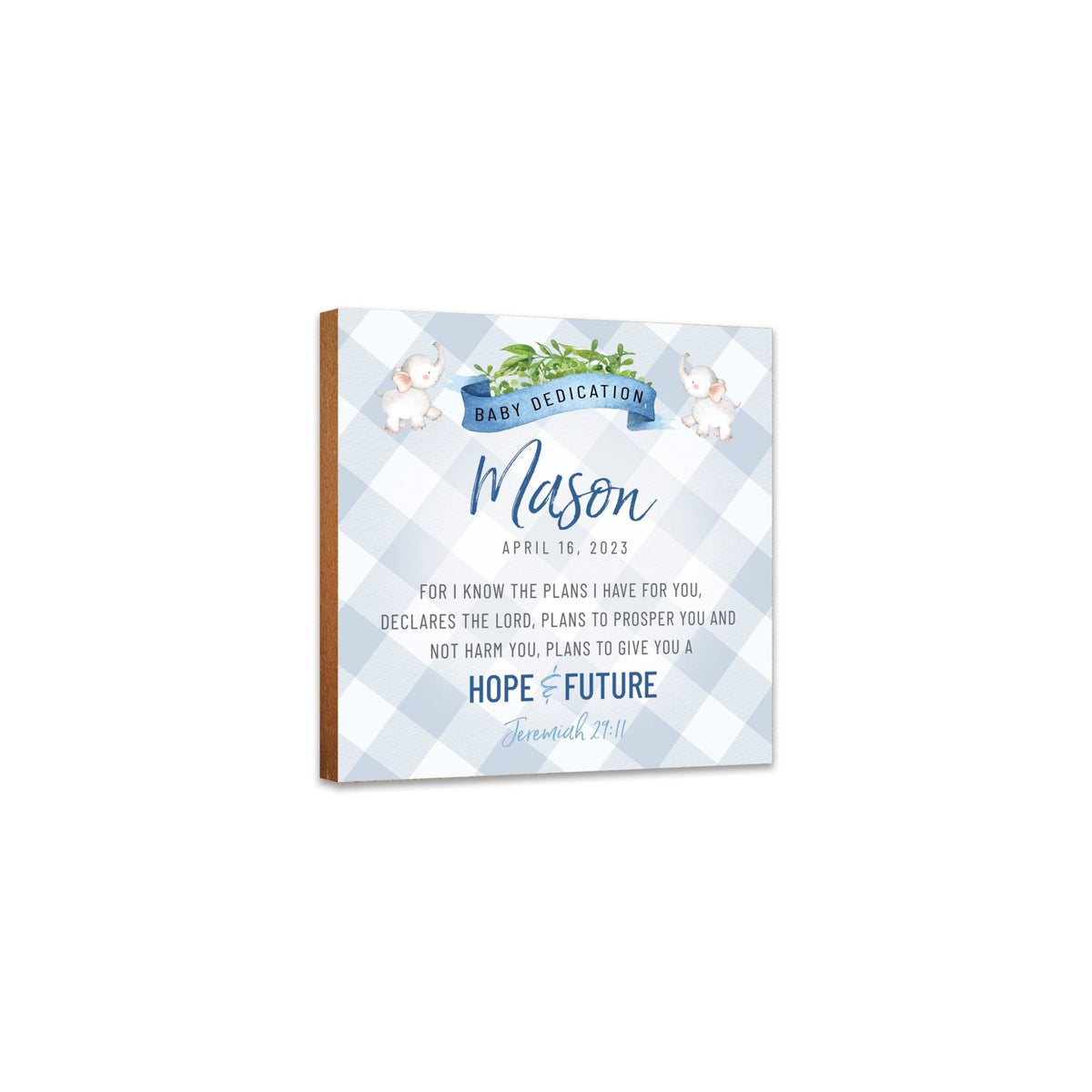 Personalized Shelf Décor and Tabletop Signs for Baby Dedication - LifeSong Milestones