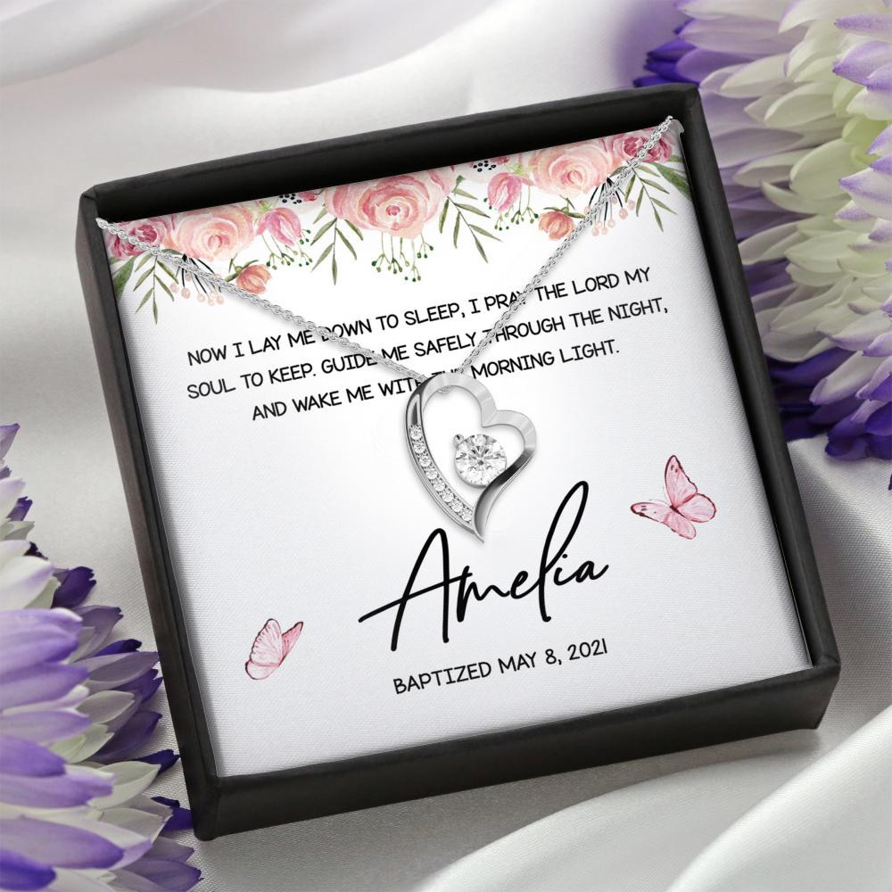 Personalized Silver Necklace From Mother to Daugther Now I Lay Me Down To Sleep - LifeSong Milestones