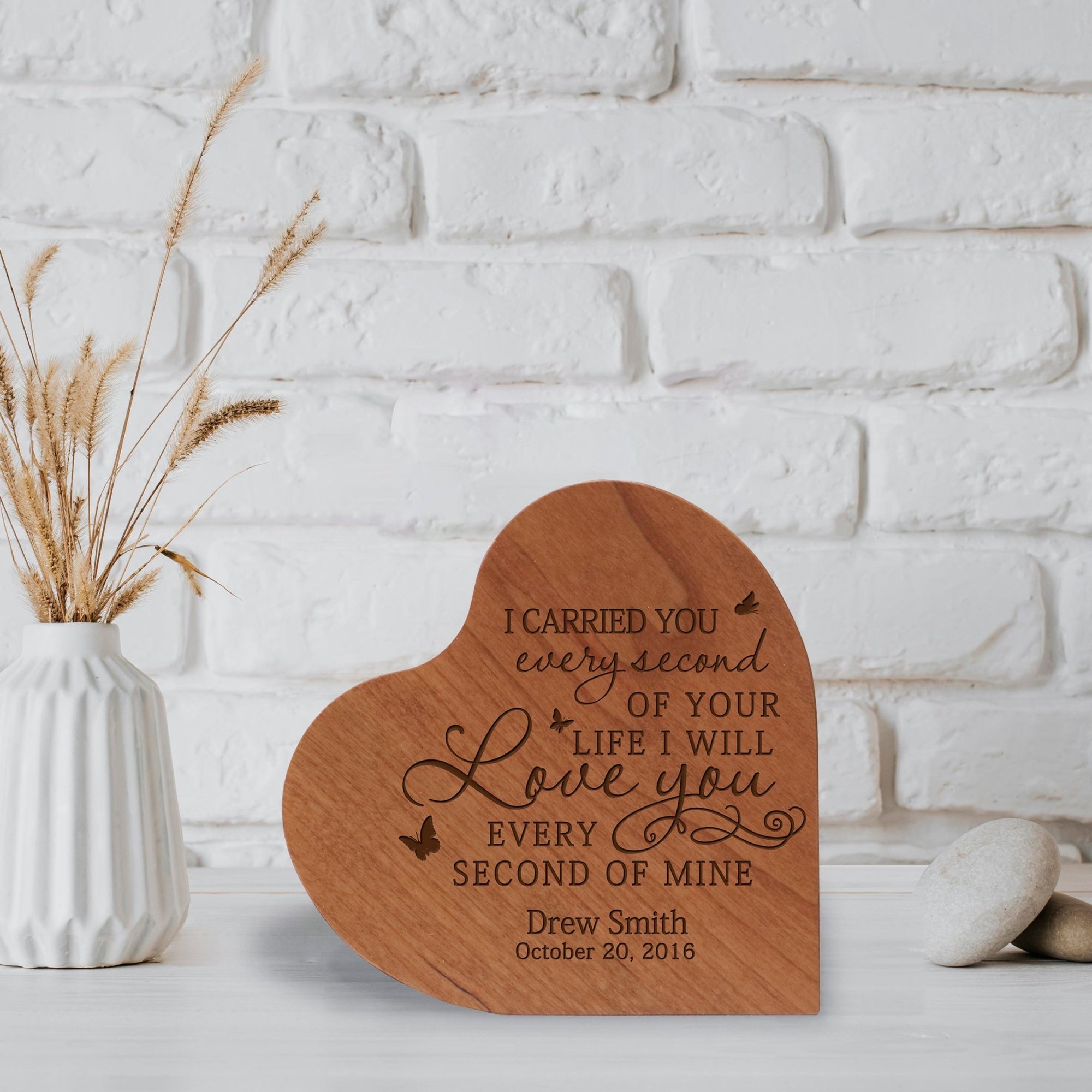 Personalized Small Heart Cremation Urn Keepsake For Human Ashes I Carried You - LifeSong Milestones