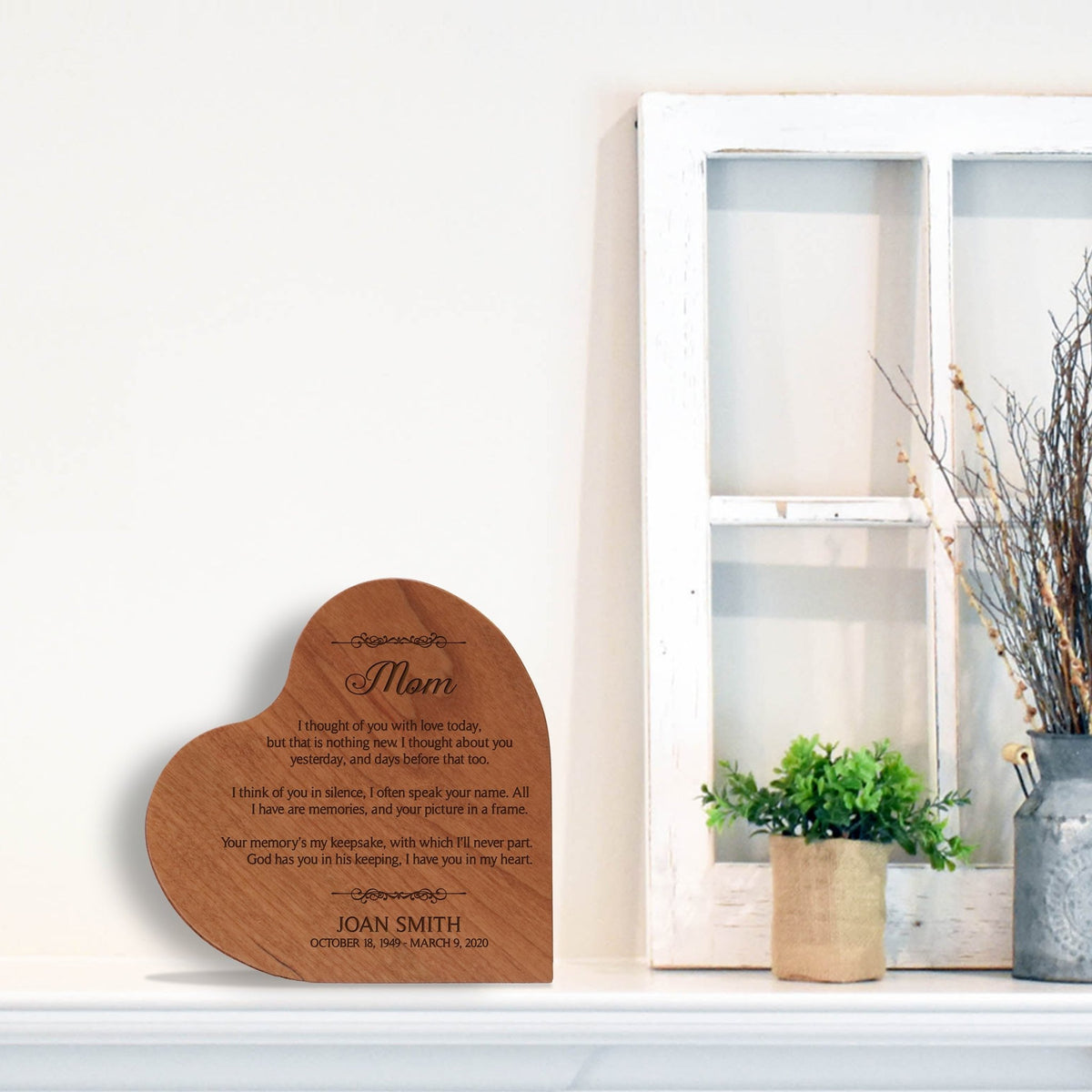Custom Engraved Wooden Heart Shaped Urns For Mom