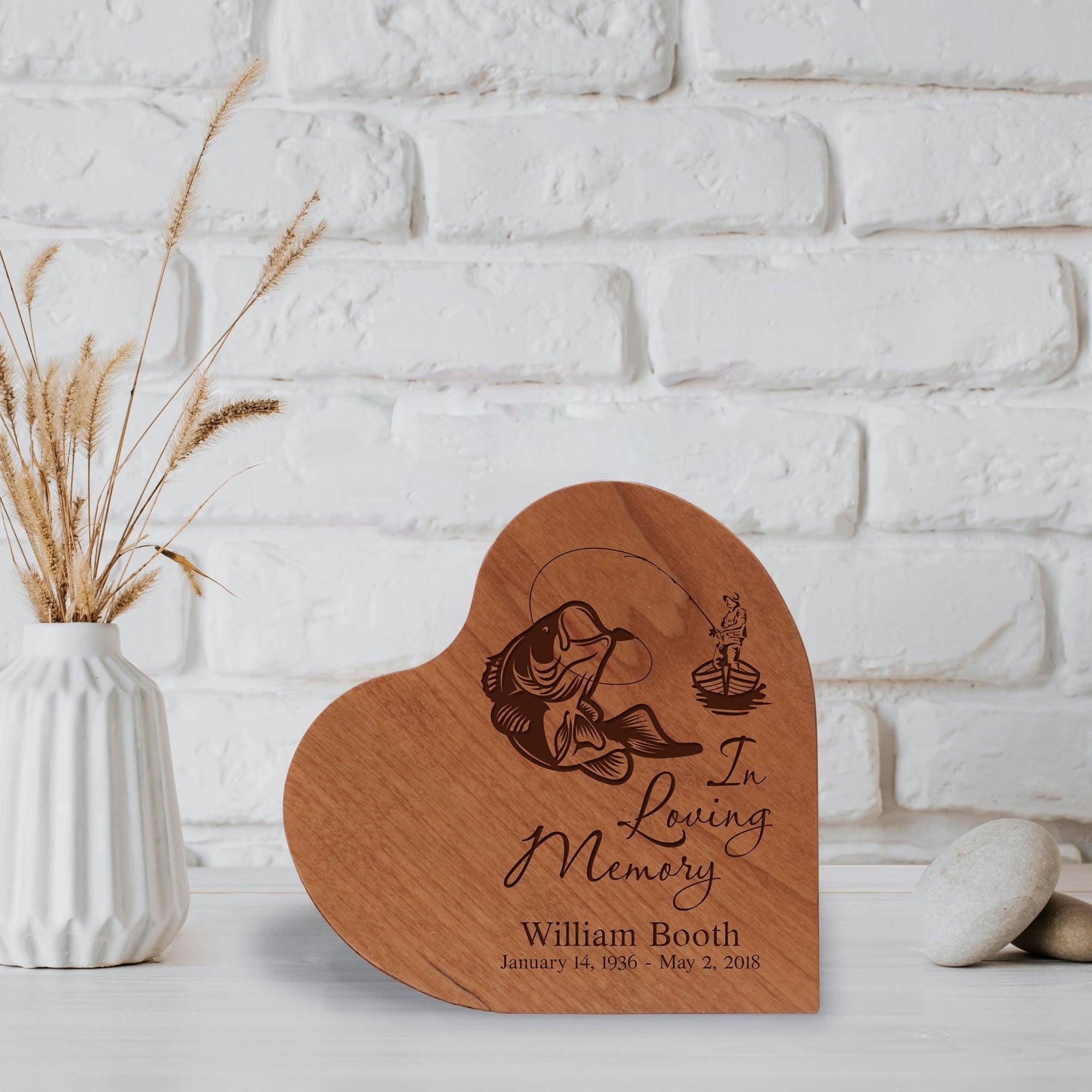 Personalized Small Heart Cremation Urn Keepsake For Human Ashes In Loving Memory (fisherman) - LifeSong Milestones