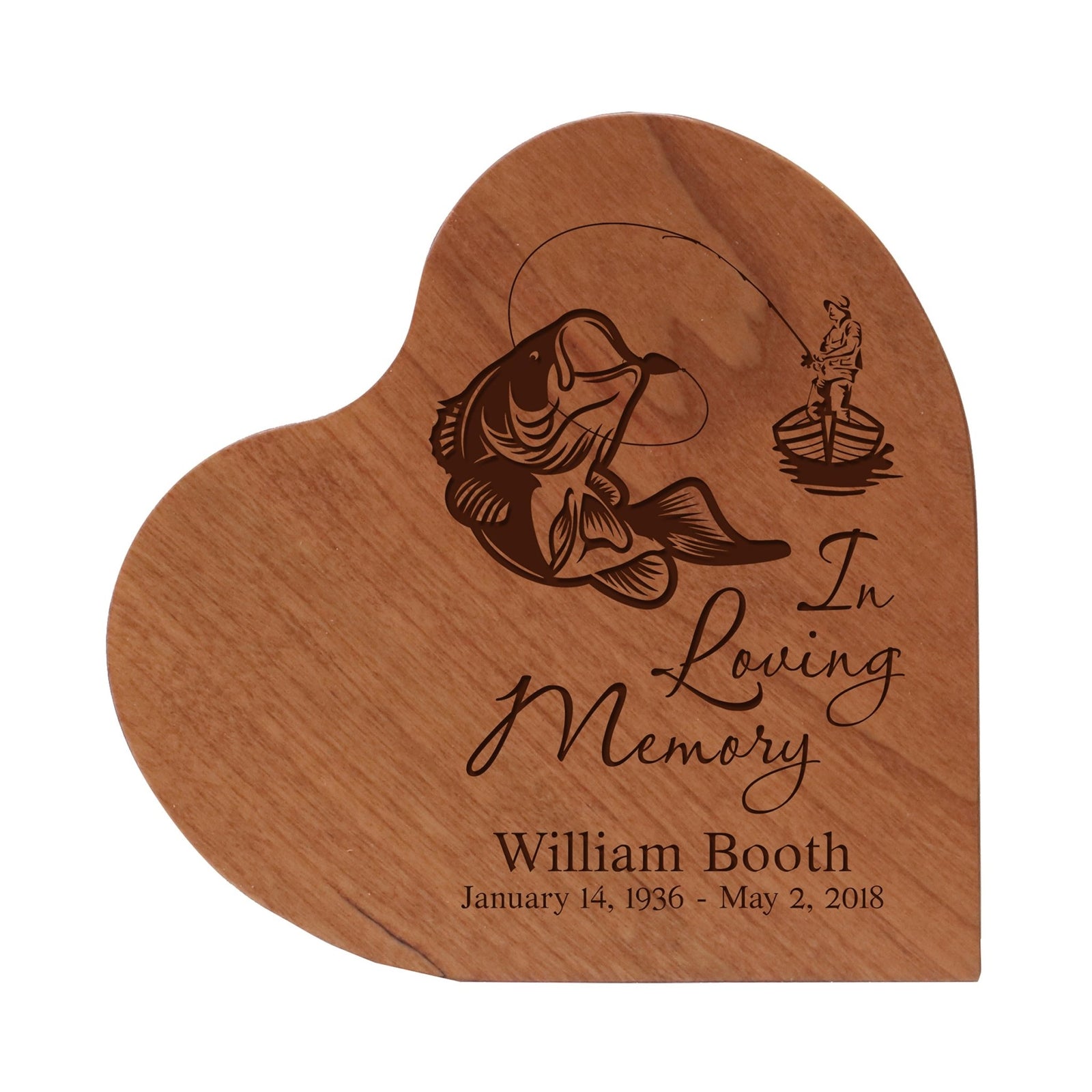 Personalized Small Heart Cremation Urn Keepsake For Human Ashes In Loving Memory (fisherman) - LifeSong Milestones