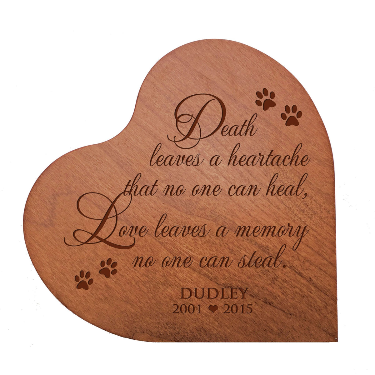 Dog or Cat Engraved Wooden Heart Shaped Cremation Urn For Pet Ashes