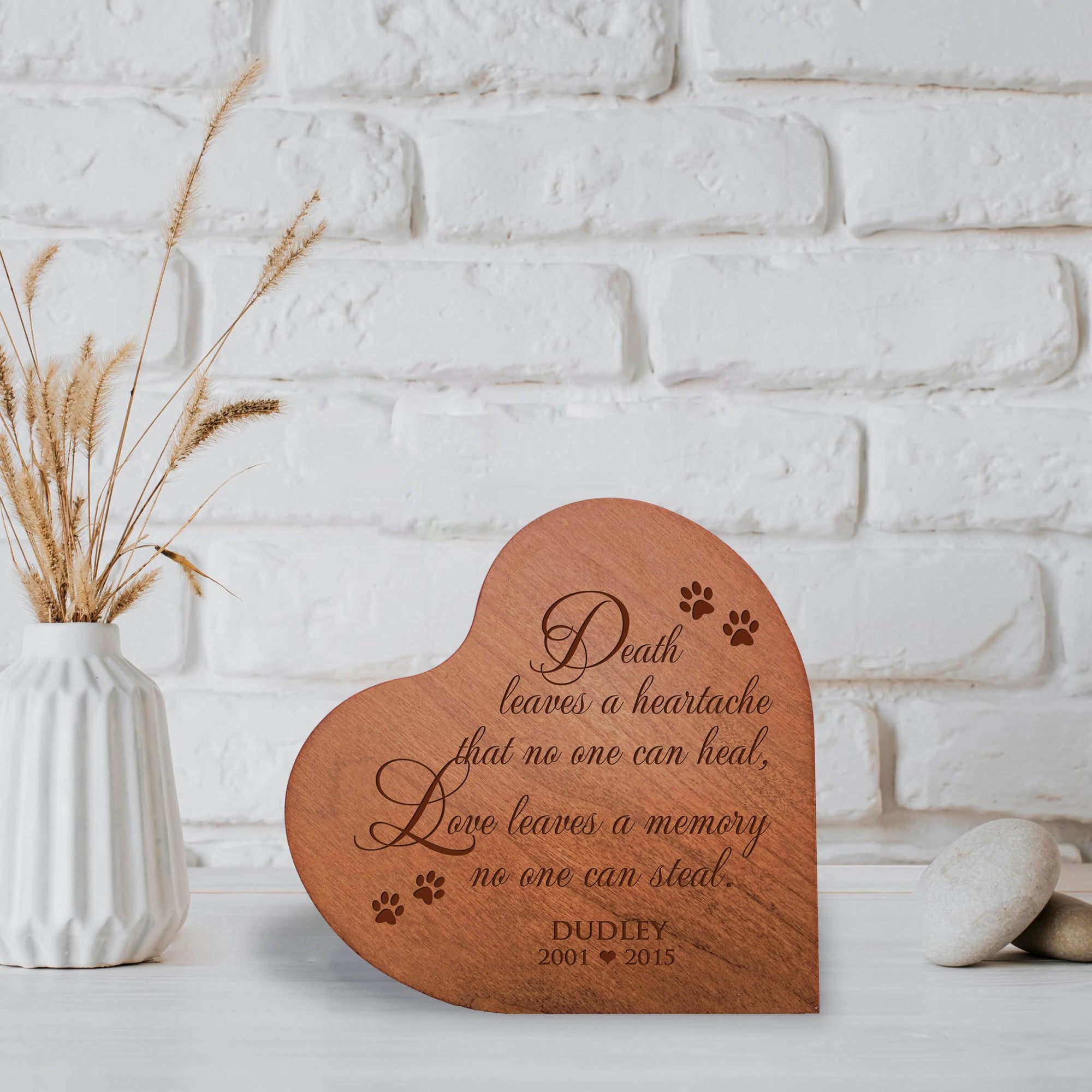 Personalized Small Heart Cremation Urn Keepsake For Pet Ashes - Death Leaves A Heartache - LifeSong Milestones