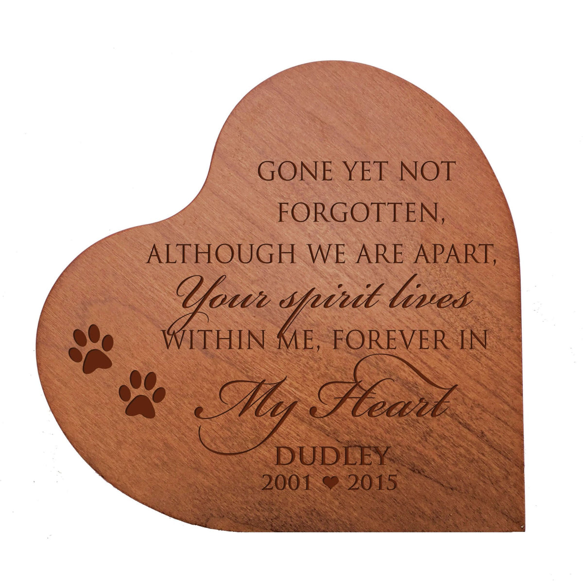 Personalized Dog or Cat Engraved Wooden Heart Shaped Cremation Urn For Pet Ashes
