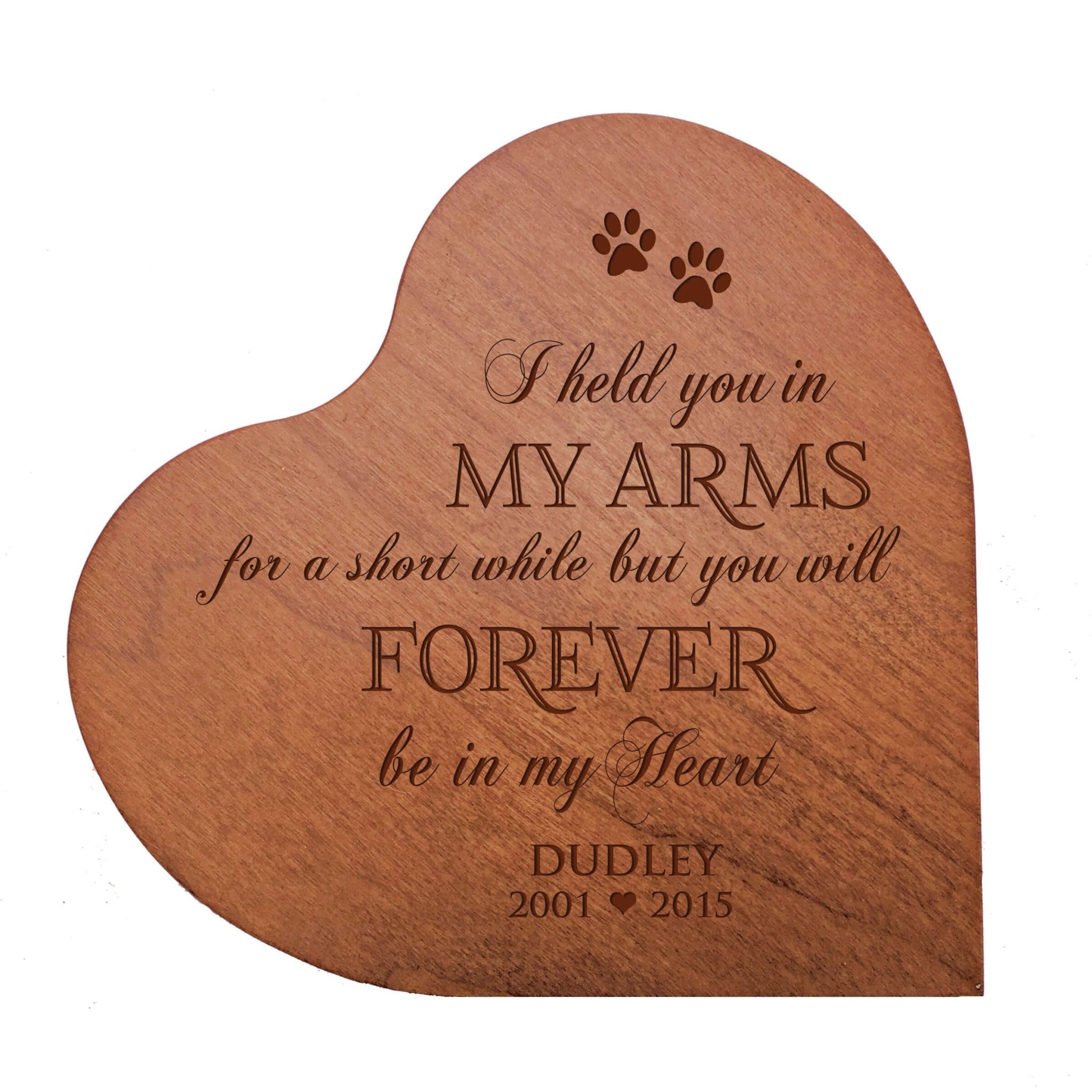 Personalized Small Heart Cremation Urn Keepsake For Pet Ashes - I Held You In My Arms - LifeSong Milestones