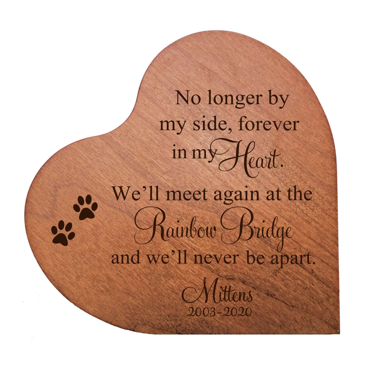 Personalized Dog or Cat Engraved Wooden Heart Shaped Cremation Urn For Pet Ashes