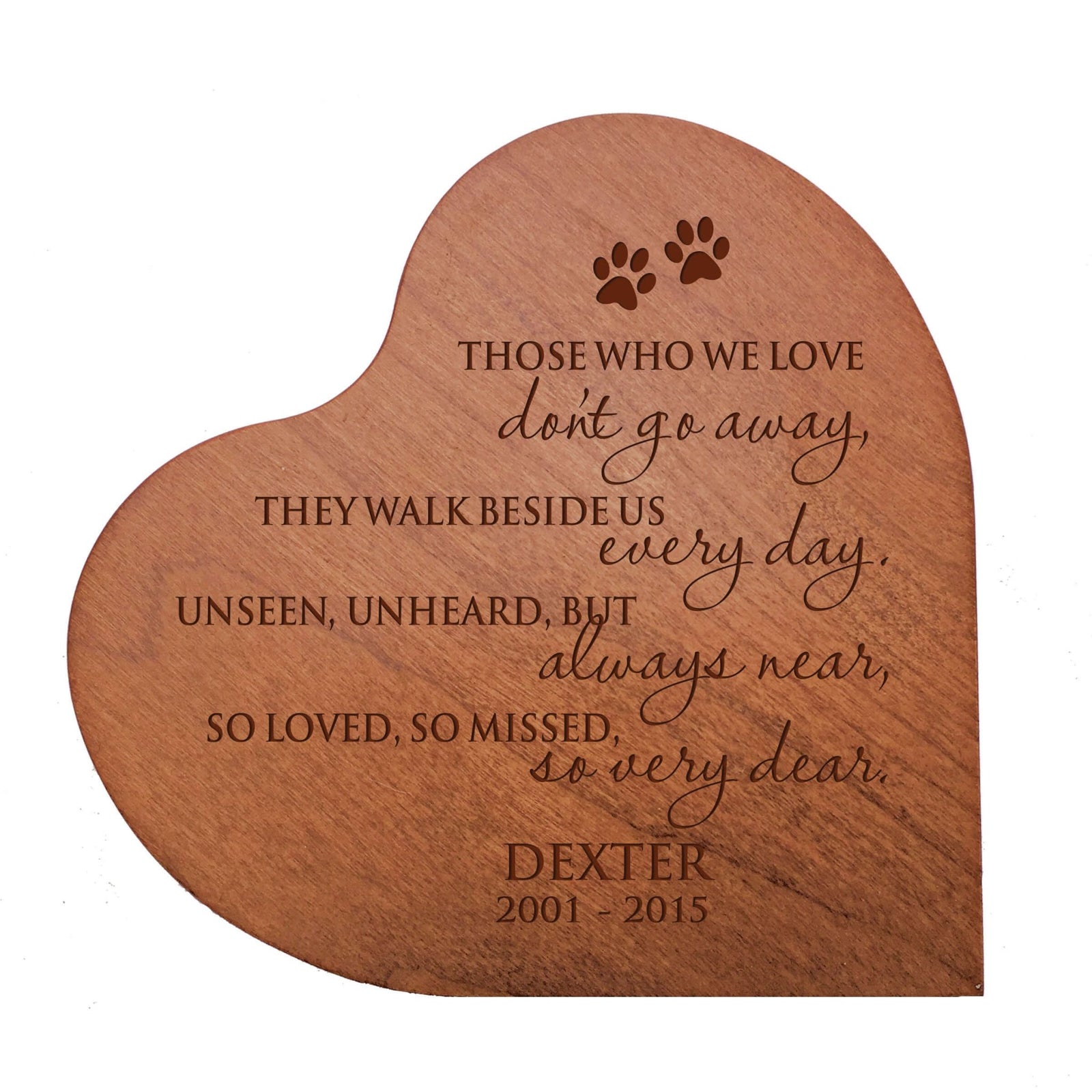 Personalized Dog or Cat Engraved Wooden Heart Shaped Cremation Urn For Pet Ashes
