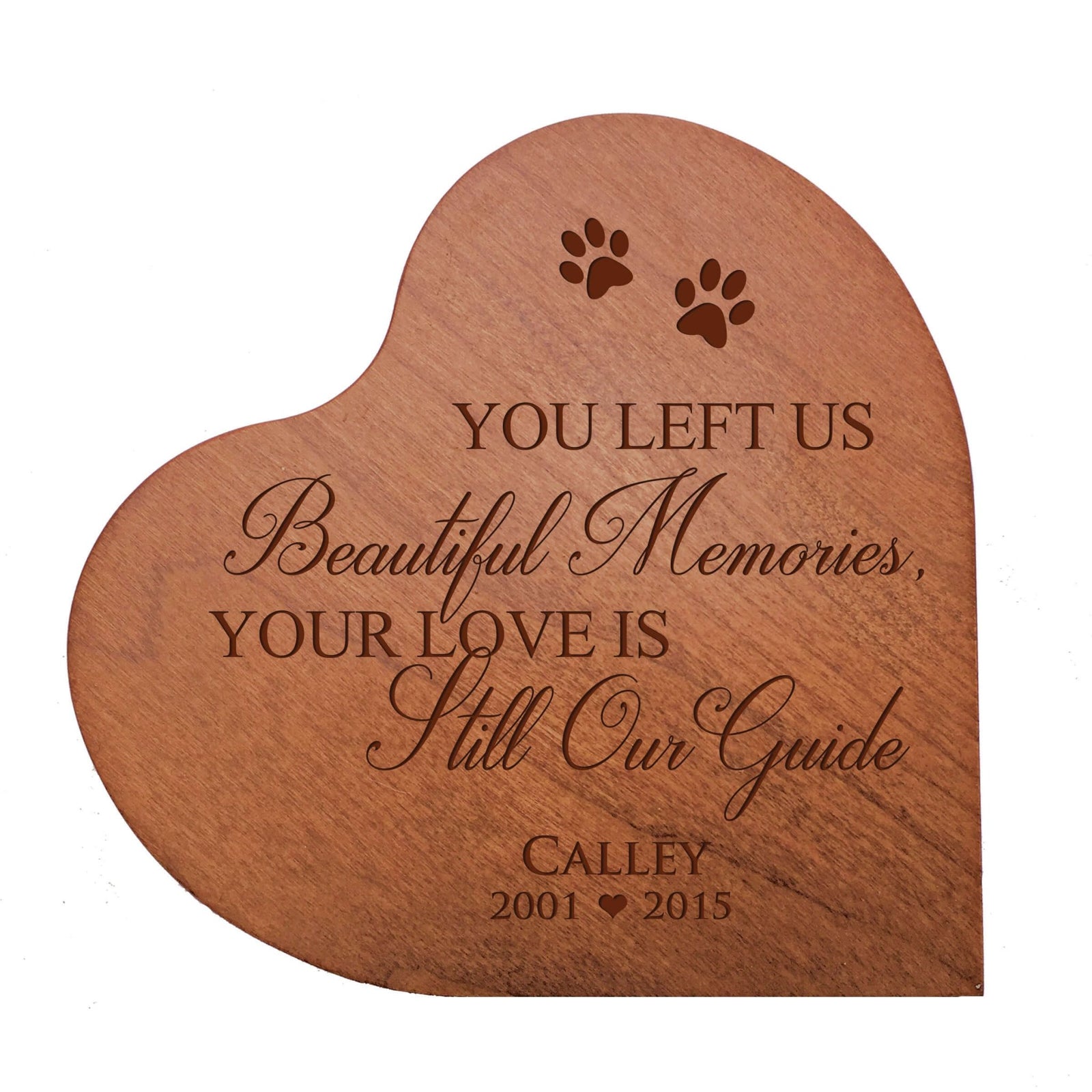 Dog or Cat Personalized Wooden Engraved Heart Shaped Pet Urn
