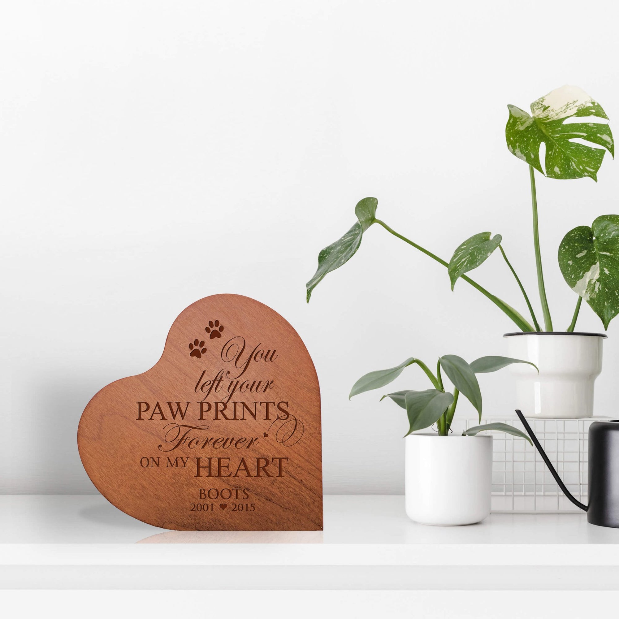 Personalized Small Heart Cremation Urn Keepsake For Pet Ashes - You Left Your Paw Prints - LifeSong Milestones