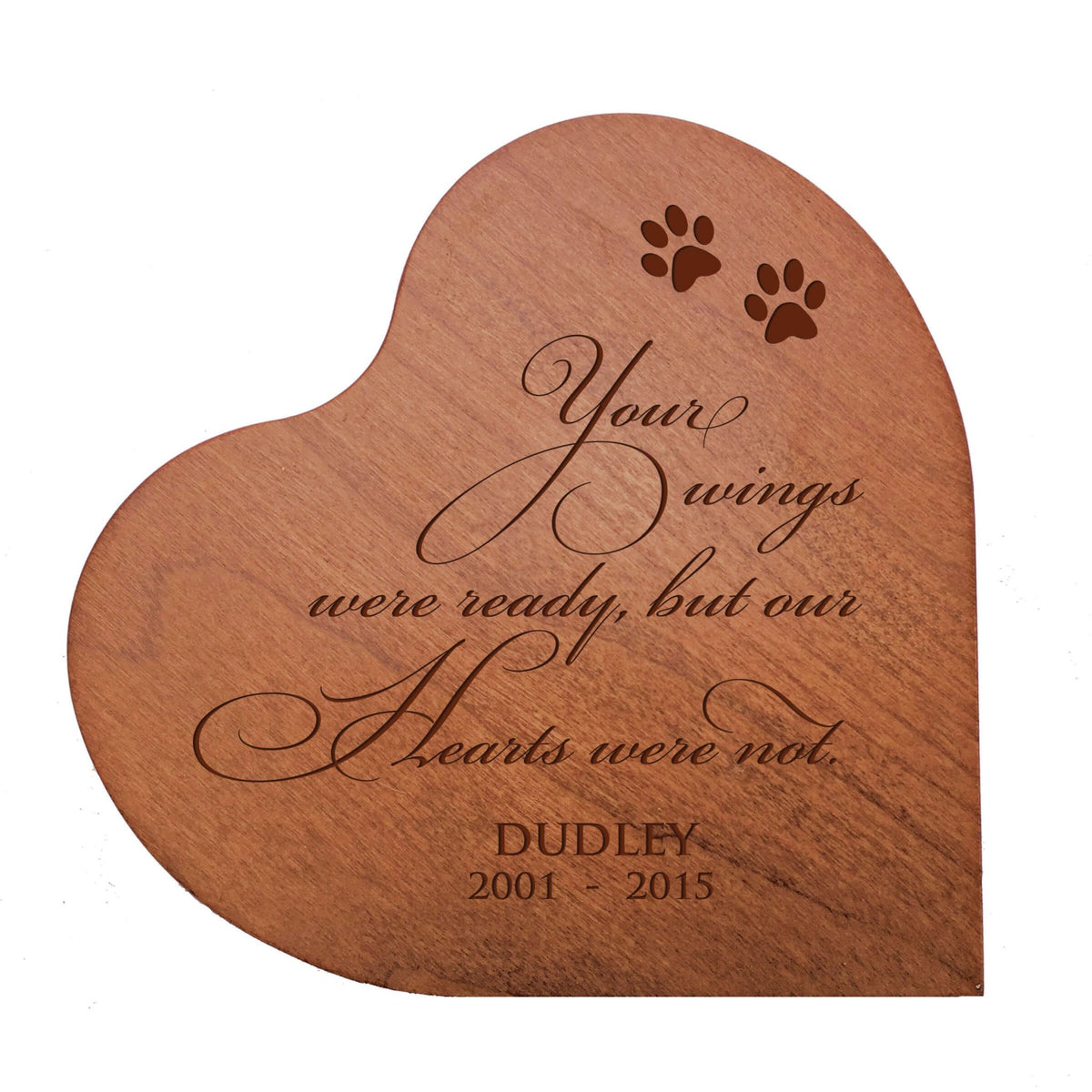 Dog or Cat Personalized Wooden Engraved Heart Shaped Pet Urn