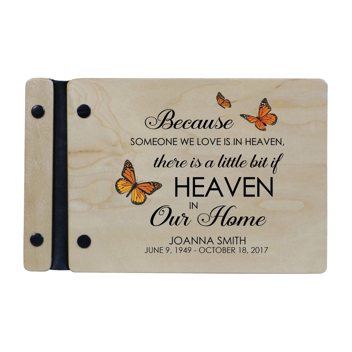Personalized Small Wooden Memorial Guestbook 9.375x6 - Because Someone We Love (Ivory) - LifeSong Milestones