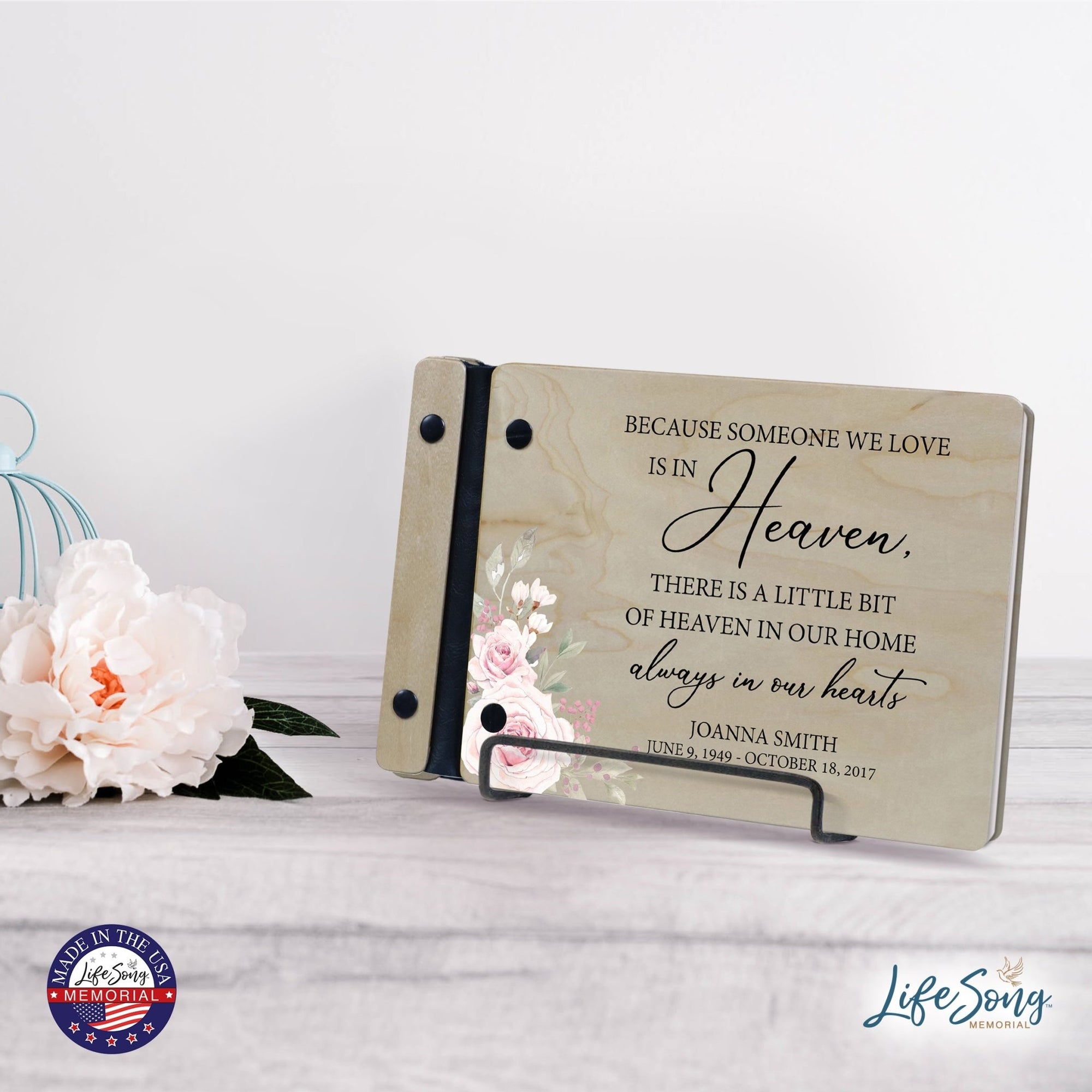 Personalized Small Wooden Memorial Guestbook 9.375x6 - Because Someone We Love (Ivory) - LifeSong Milestones