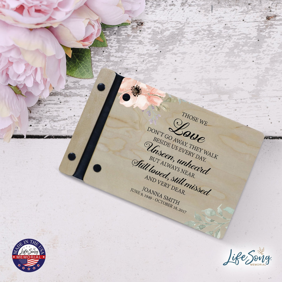 Personalized Small Wooden Memorial Guestbook 9.375x6 - Those We Love - LifeSong Milestones