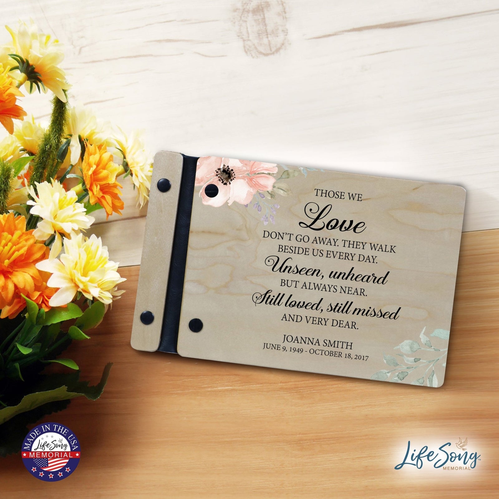 Personalized Small Wooden Memorial Guestbook 9.375x6 - Those We Love - LifeSong Milestones