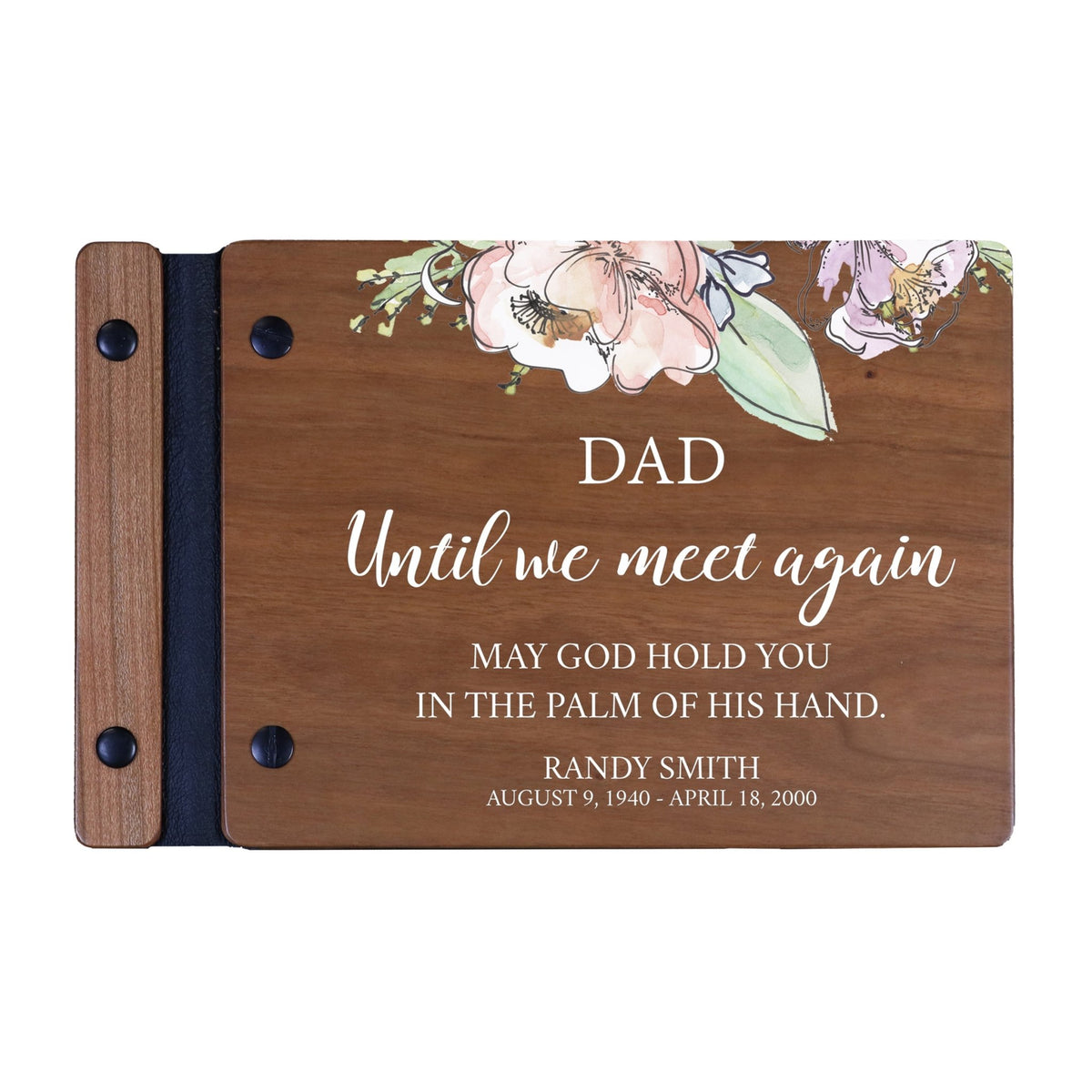 Personalized Small Wooden Memorial Guestbook 9.375x6 - Until We Meet Again (Cherry) - LifeSong Milestones