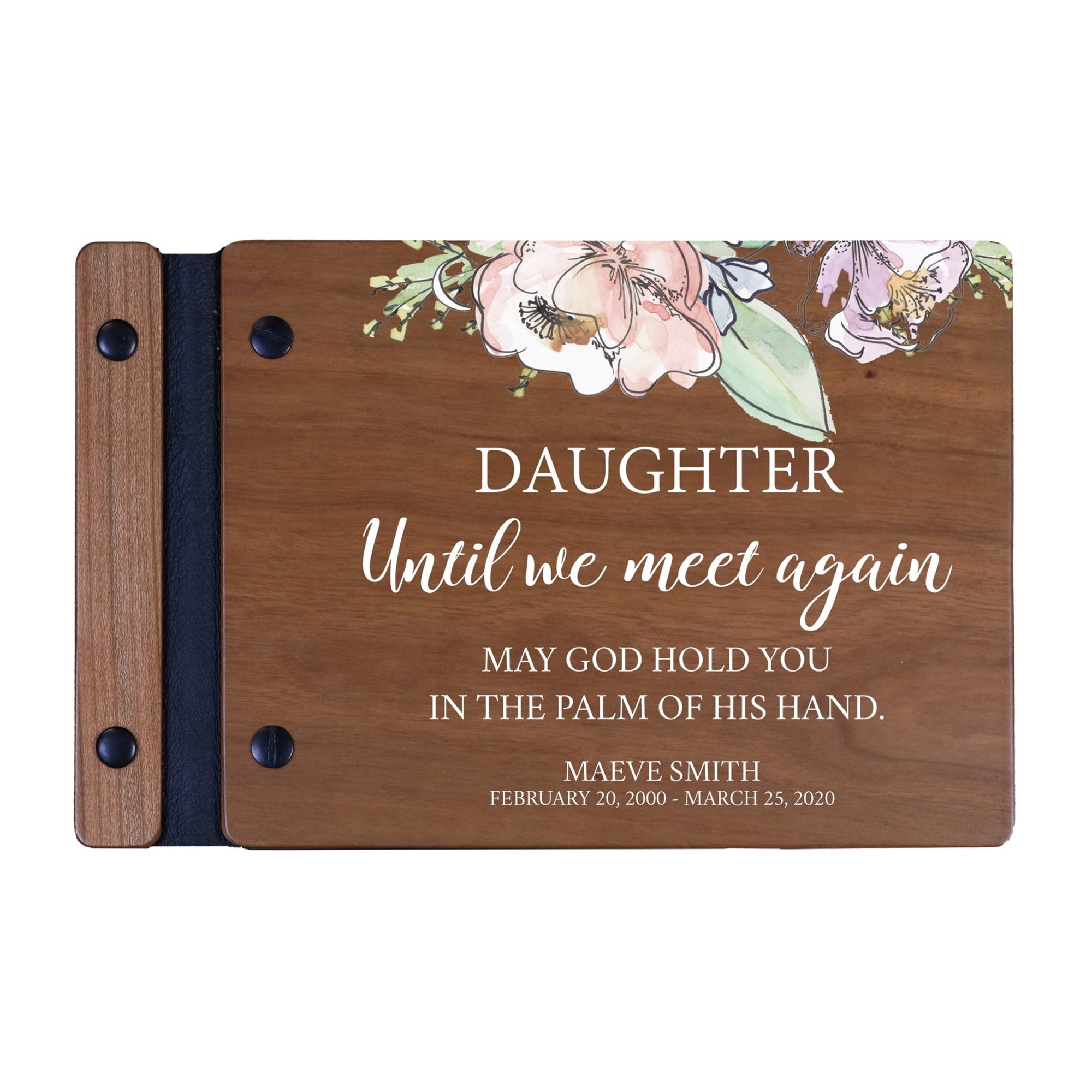 Personalized Small Wooden Memorial Guestbook 9.375x6 - Until We Meet Again (Cherry) - LifeSong Milestones