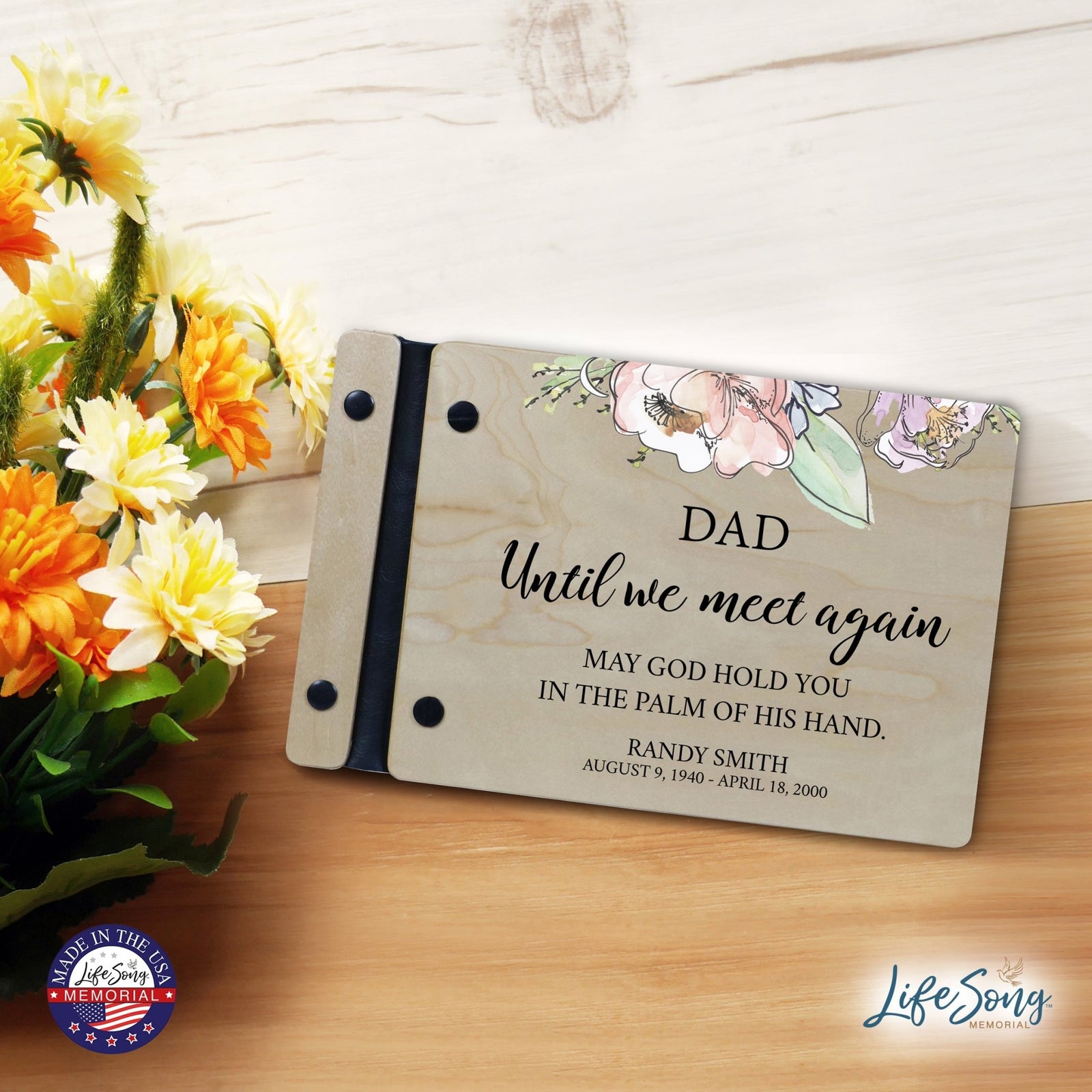 Personalized Small Wooden Memorial Guestbook 9.375x6 - Until We Meet Again (Ivory) - LifeSong Milestones
