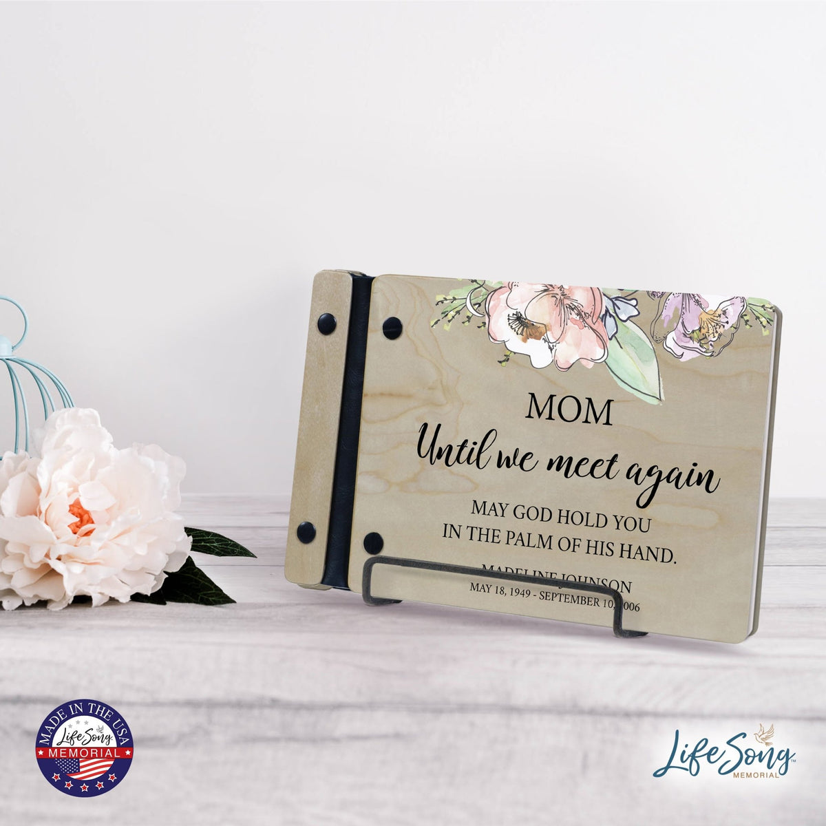 Personalized Small Wooden Memorial Guestbook 9.375x6 - Until We Meet Again (Ivory) - LifeSong Milestones