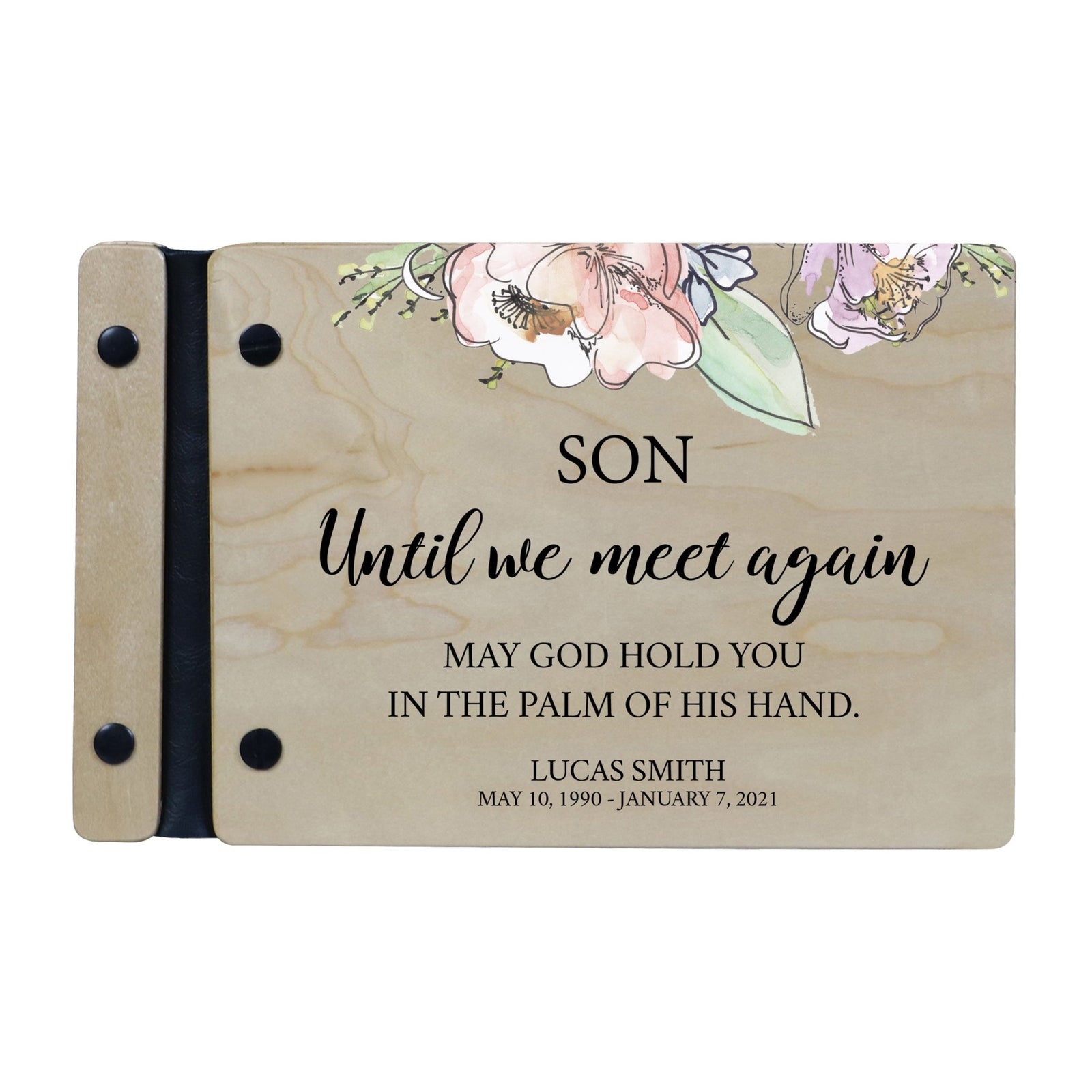 Personalized Small Wooden Memorial Guestbook 9.375x6 - Until We Meet Again (Ivory) - LifeSong Milestones