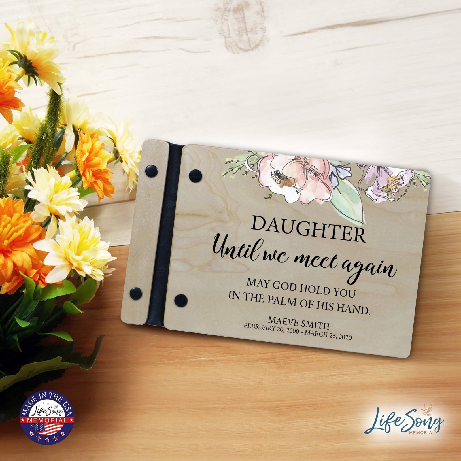 Personalized Small Wooden Memorial Guestbook 9.375x6 - Until We Meet Again (Ivory) - LifeSong Milestones