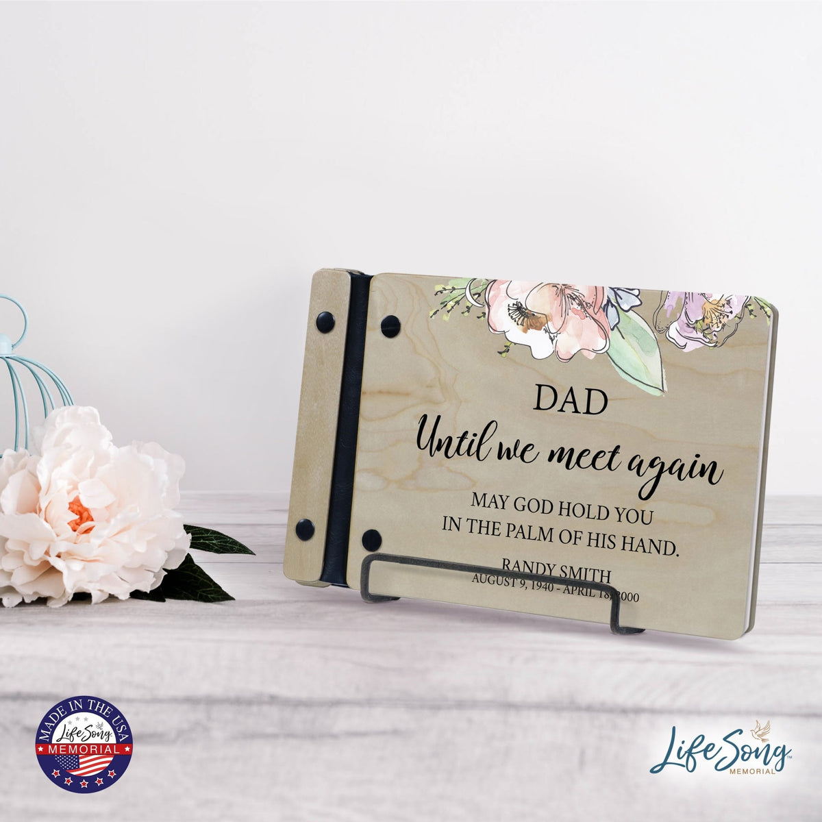 Personalized Small Wooden Memorial Guestbook 9.375x6 - Until We Meet Again (Ivory) - LifeSong Milestones
