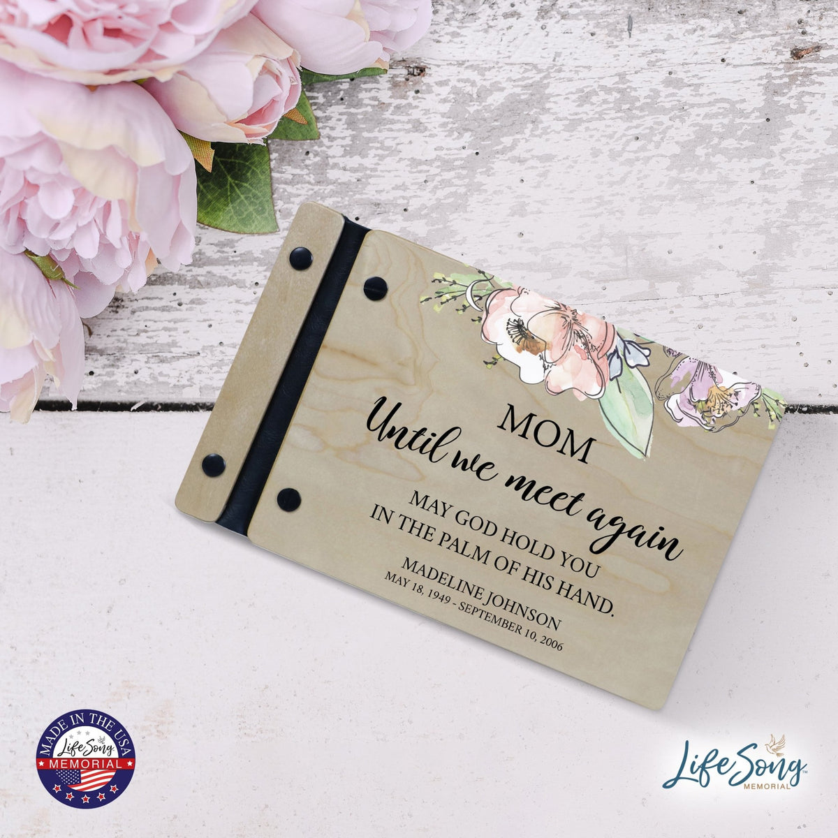 Personalized Small Wooden Memorial Guestbook 9.375x6 - Until We Meet Again (Ivory) - LifeSong Milestones