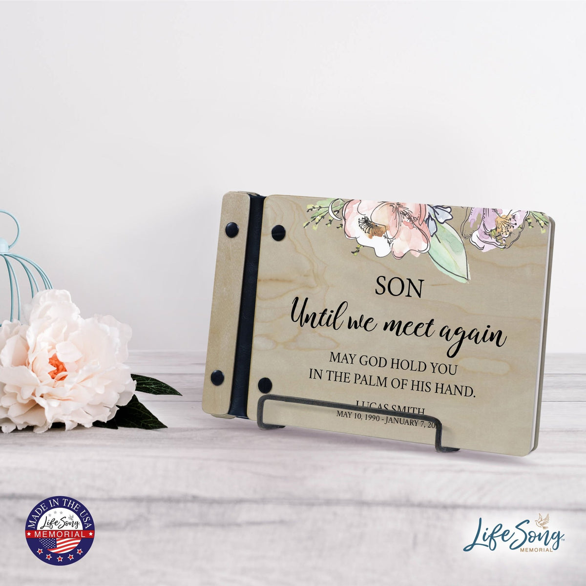 Personalized Small Wooden Memorial Guestbook 9.375x6 - Until We Meet Again (Ivory) - LifeSong Milestones