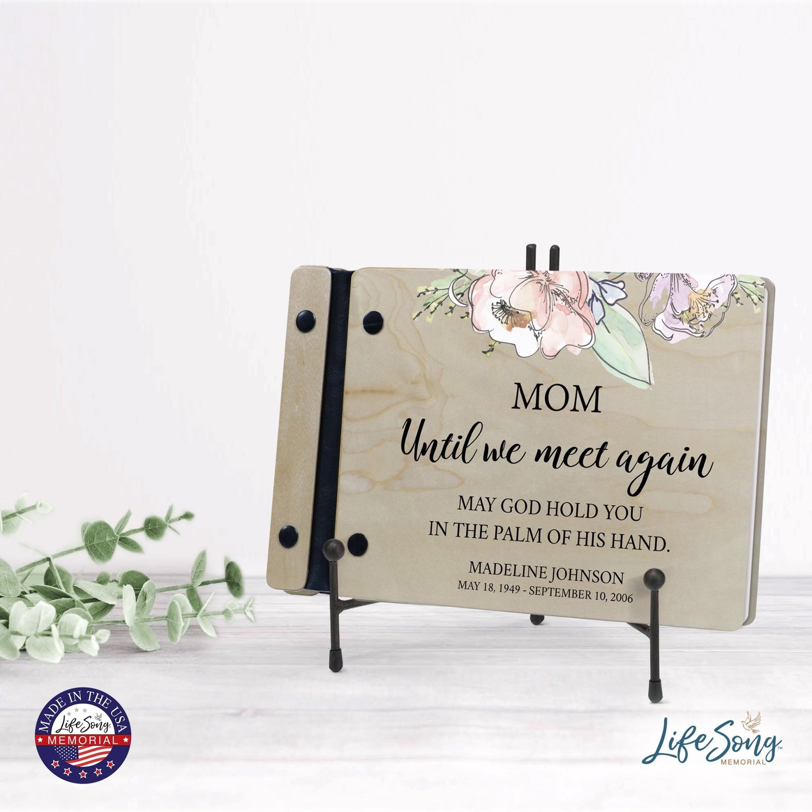 Personalized Small Wooden Memorial Guestbook 9.375x6 - Until We Meet Again (Ivory) - LifeSong Milestones