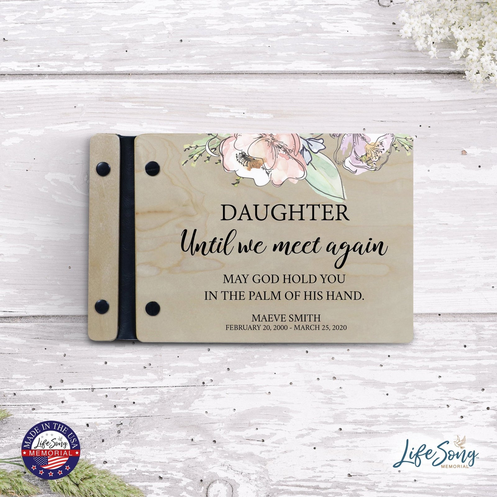 Personalized Small Wooden Memorial Guestbook 9.375x6 - Until We Meet Again (Ivory) - LifeSong Milestones