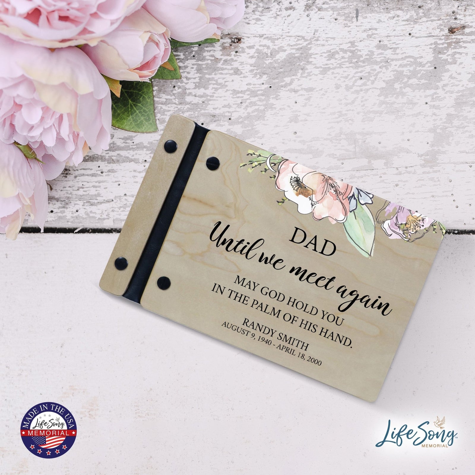 Personalized Small Wooden Memorial Guestbook 9.375x6 - Until We Meet Again (Ivory) - LifeSong Milestones