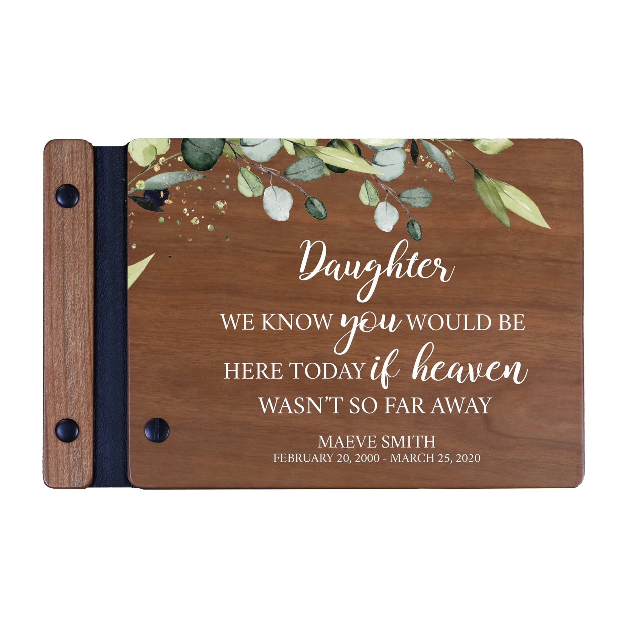 Personalized Small Wooden Memorial Guestbook 9.375x6 - We Know You Would (Cherry) - LifeSong Milestones