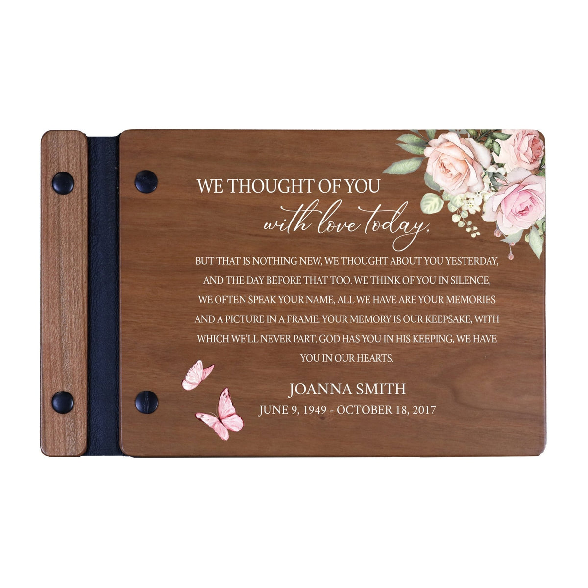 Personalized Small Wooden Memorial Guestbook 9.375x6 - We Thought Of You - LifeSong Milestones
