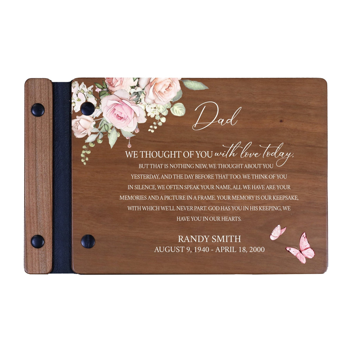 Personalized Small Wooden Memorial Guestbook 9.375x6 - We Thought Of You (Cherry) - LifeSong Milestones
