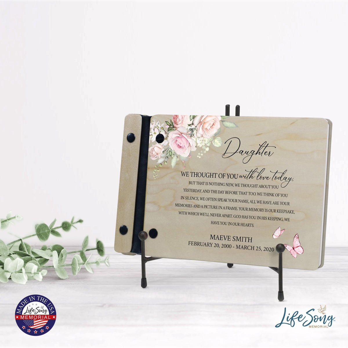 Personalized Small Wooden Memorial Guestbook 9.375x6 - We Thought Of You (Ivory) - LifeSong Milestones